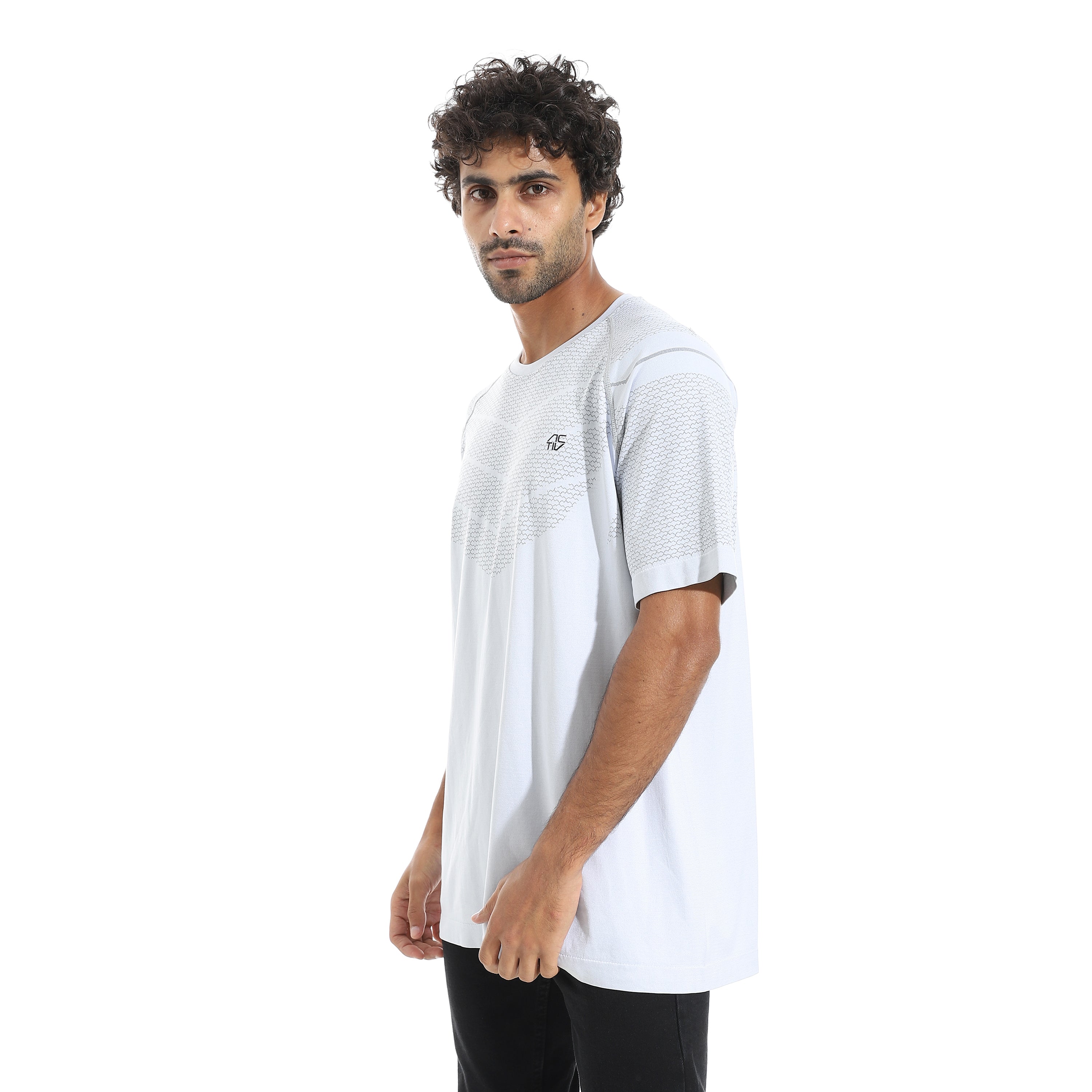 ACTIV MEN'S BASIC T-SHIRT - WHT*GREY