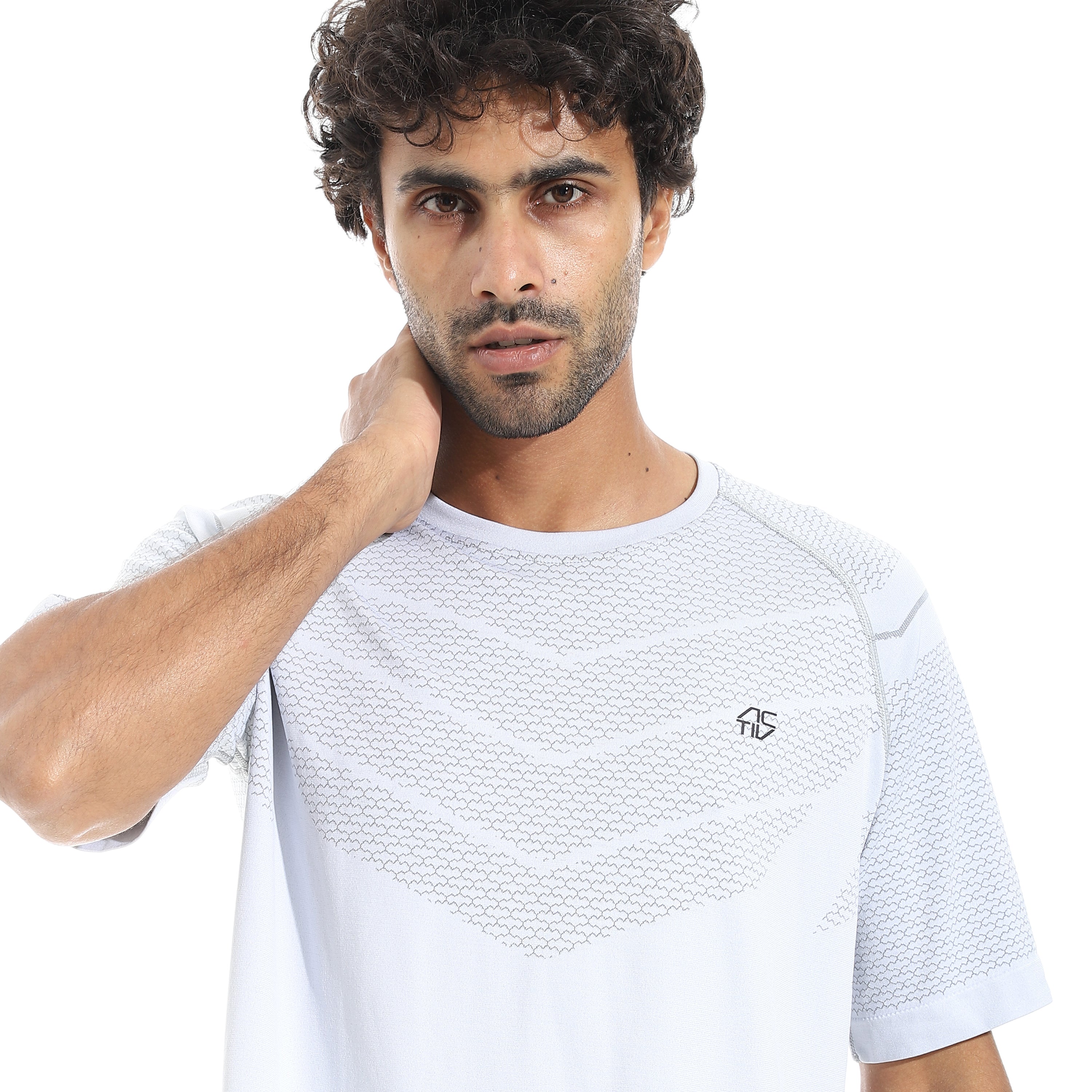 ACTIV MEN'S BASIC T-SHIRT - WHT*GREY