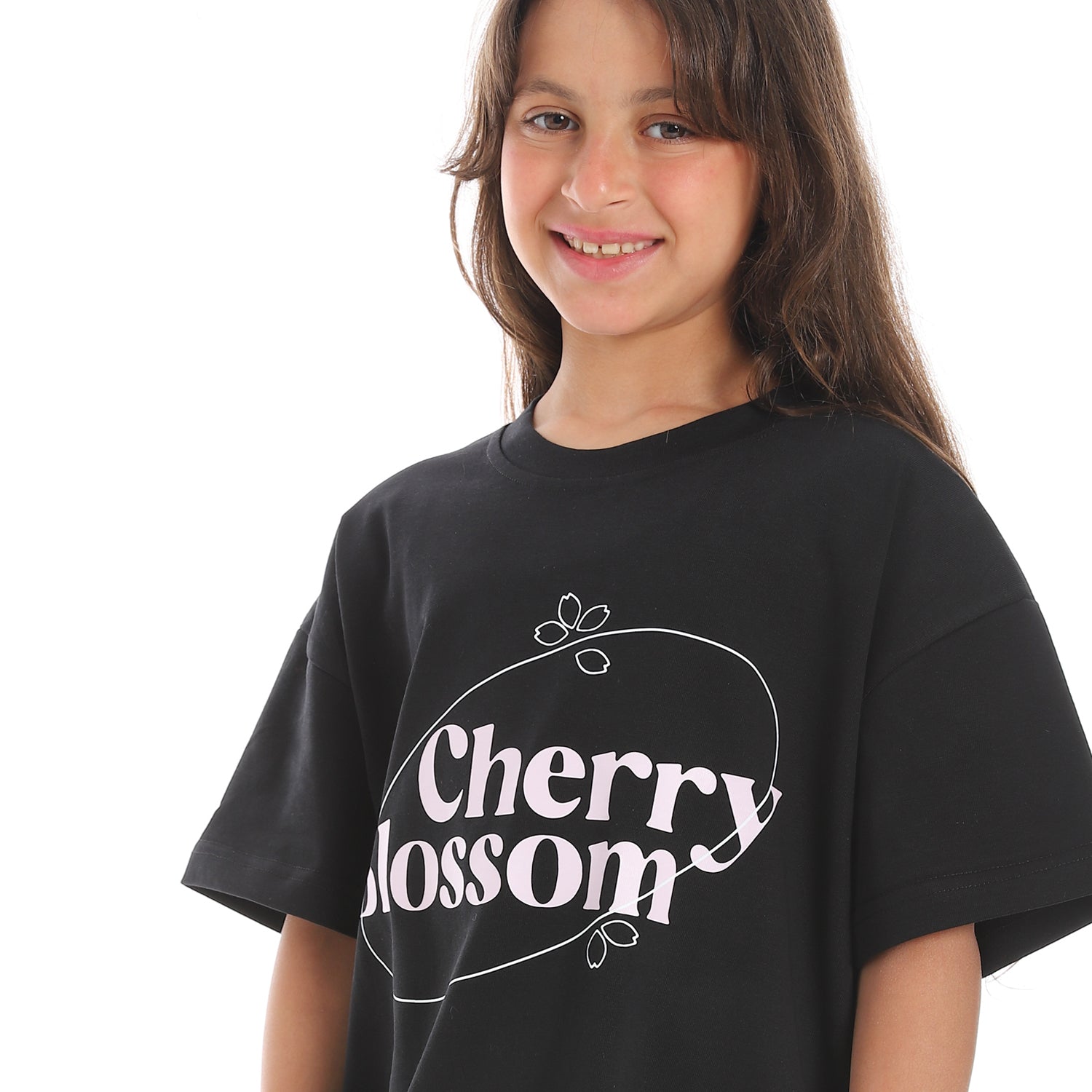CHERRY BLOSSOM OVERSIZED T-SHI - BLACK