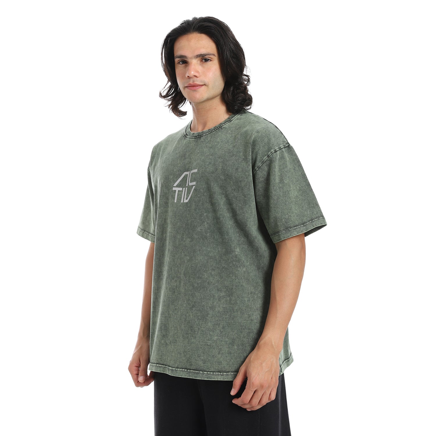 WASHED OVERSIZED TSHIRT - OLIV & GRE