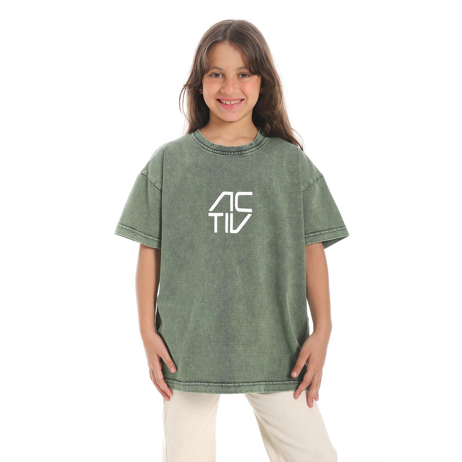 WASHED OVERSIZED TSHIRT - OLIV & GRE
