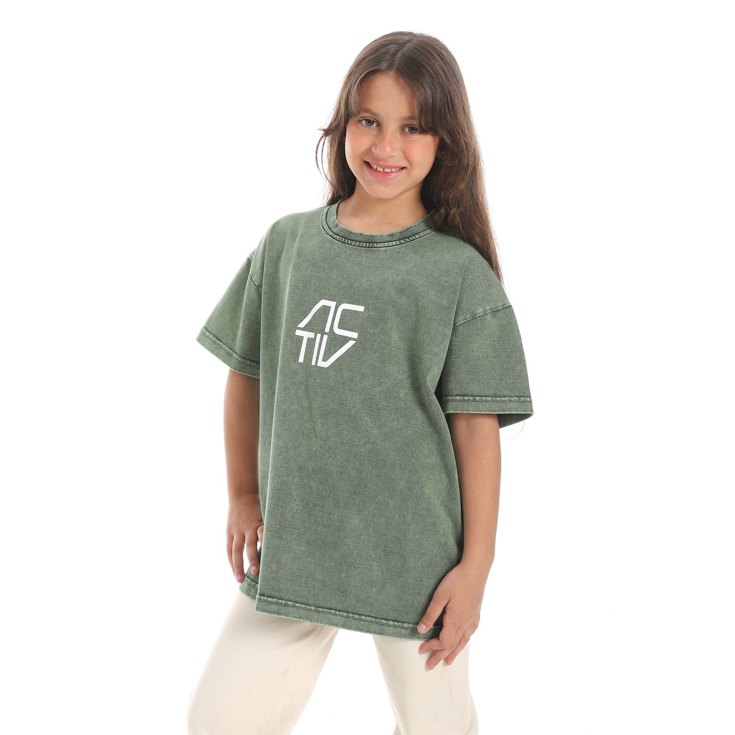 WASHED OVERSIZED TSHIRT - OLIV & GRE