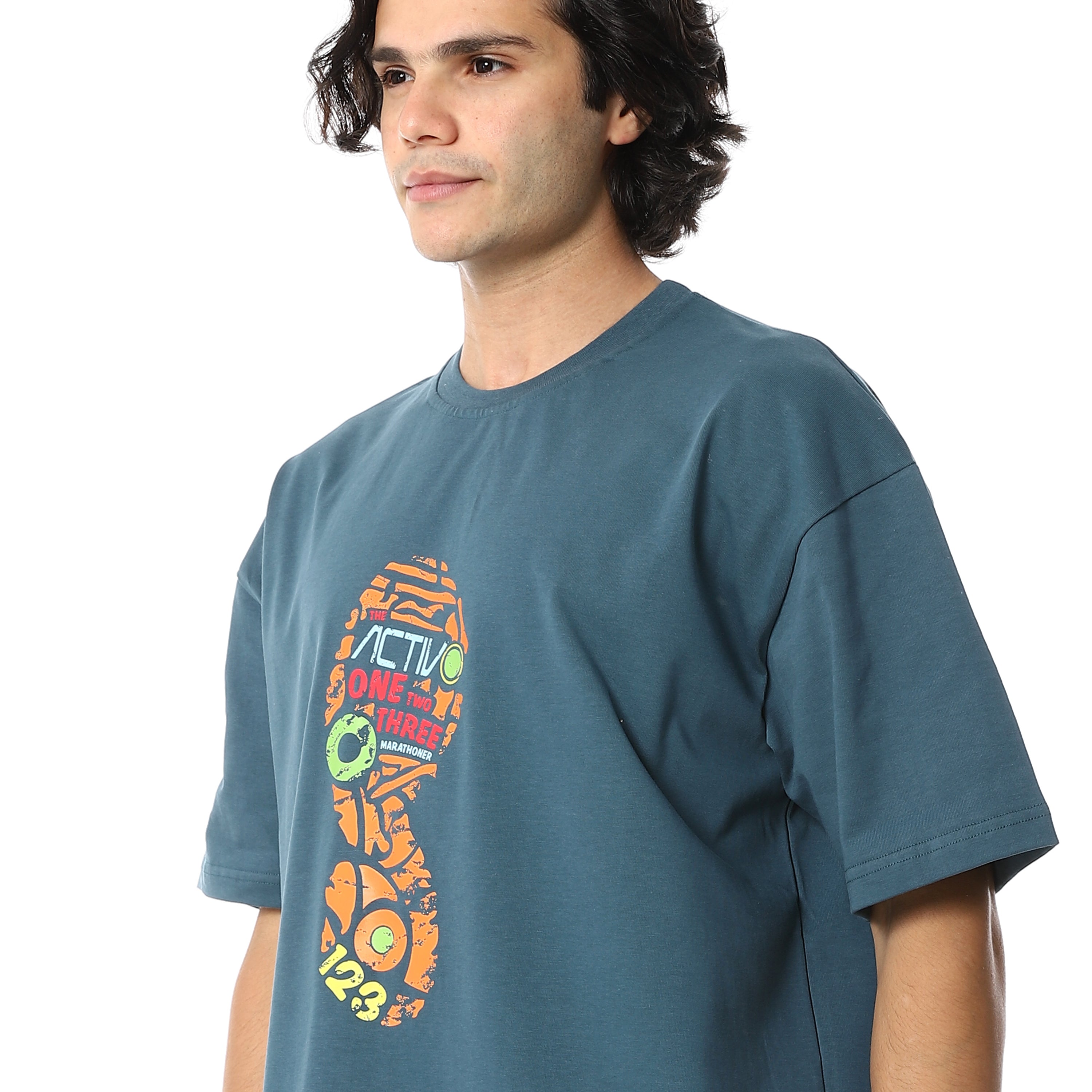 MARATHON STEPS PRINT T-SHIRT - BLUE