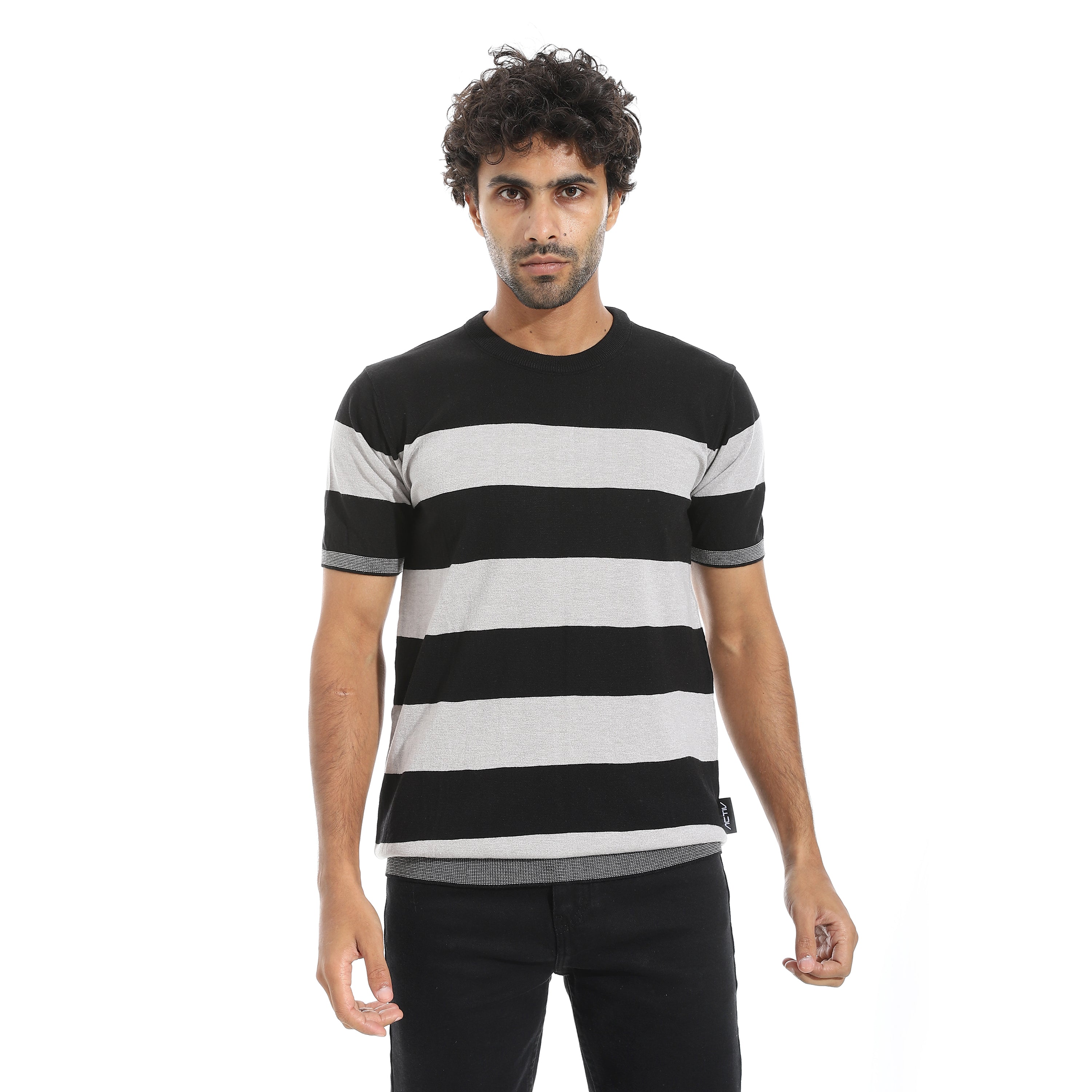 تى شيرت اكتف رجالي روند "60% viscose
30%polyester
10%pbt" - اسود*رمادي
