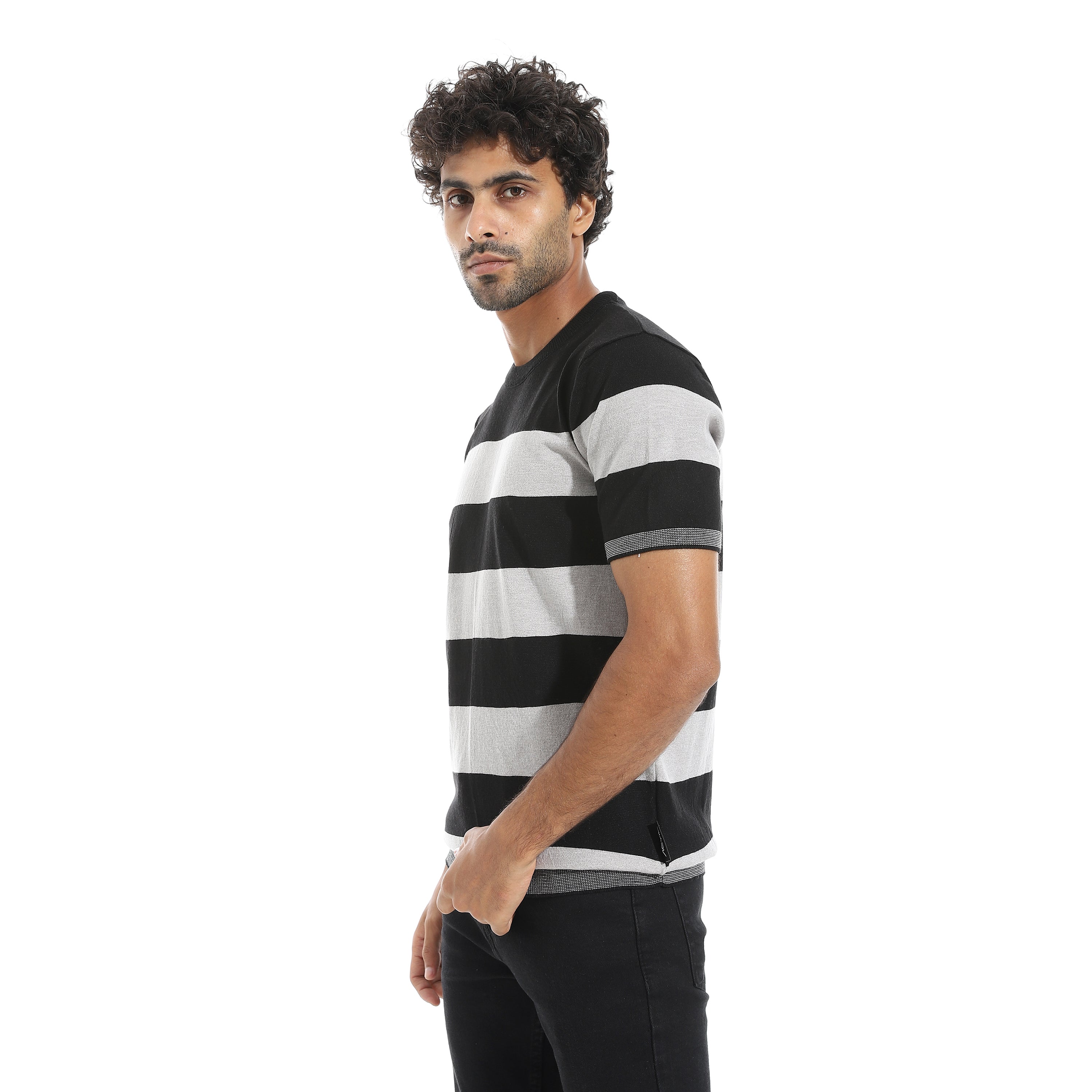 تى شيرت اكتف رجالي روند "60% viscose
30%polyester
10%pbt" - اسود*رمادي