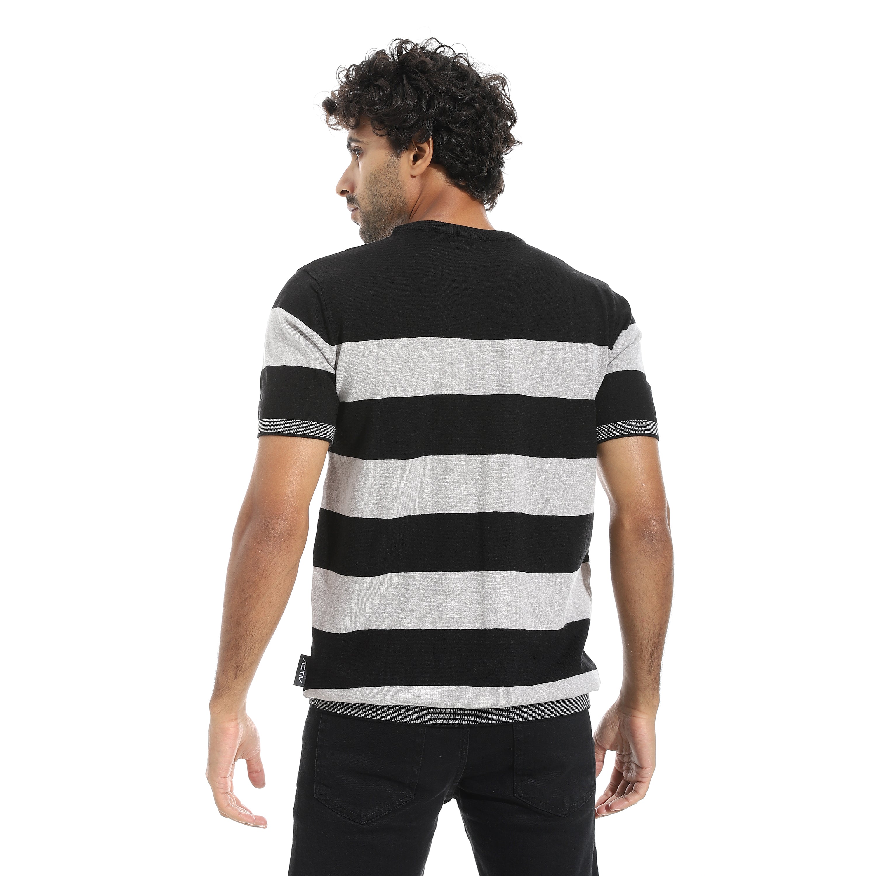تى شيرت اكتف رجالي روند "60% viscose
30%polyester
10%pbt" - اسود*رمادي