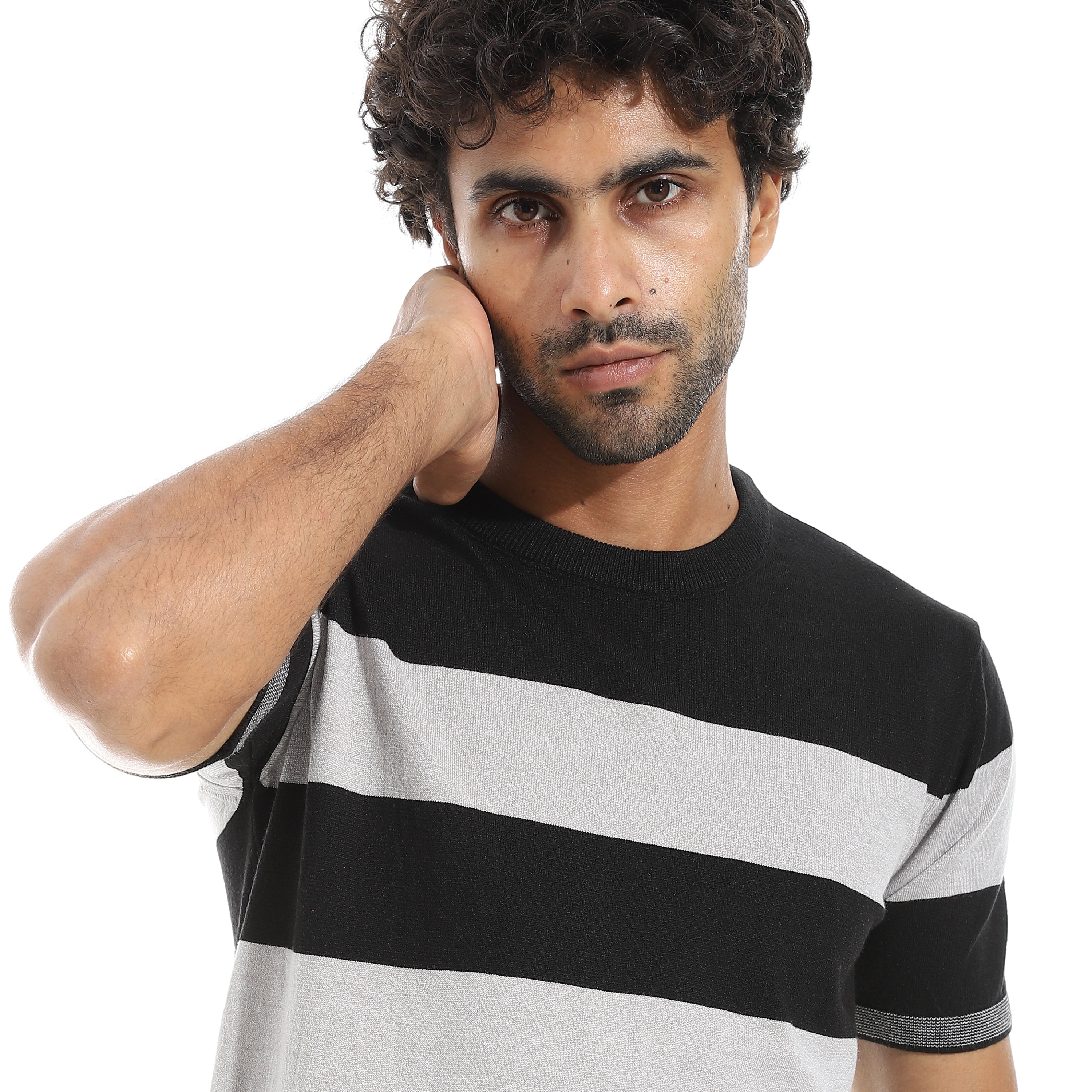 تى شيرت اكتف رجالي روند "60% viscose
30%polyester
10%pbt" - اسود*رمادي