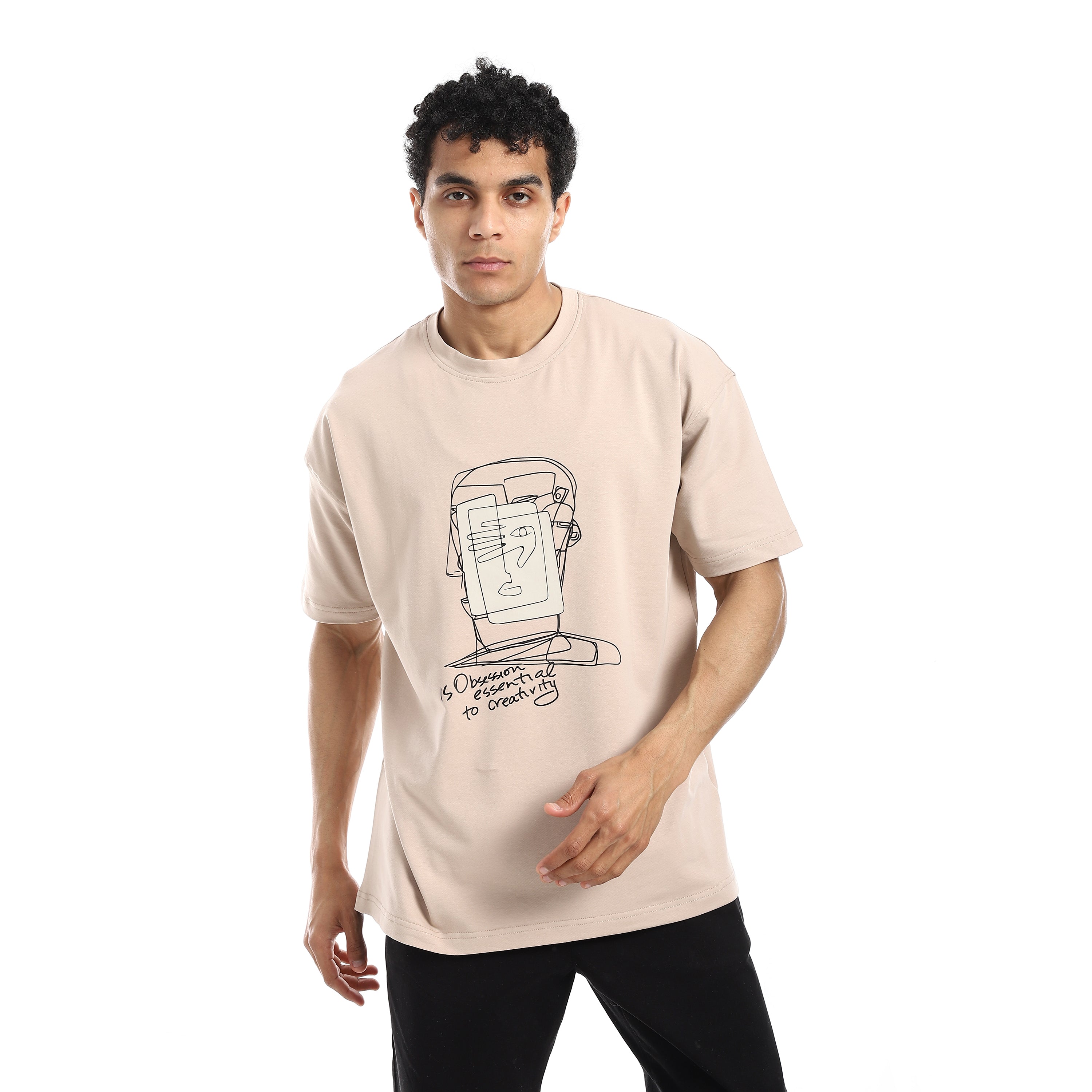 CREATIVITY OVERSIZED T-SHIRT - BEIGE