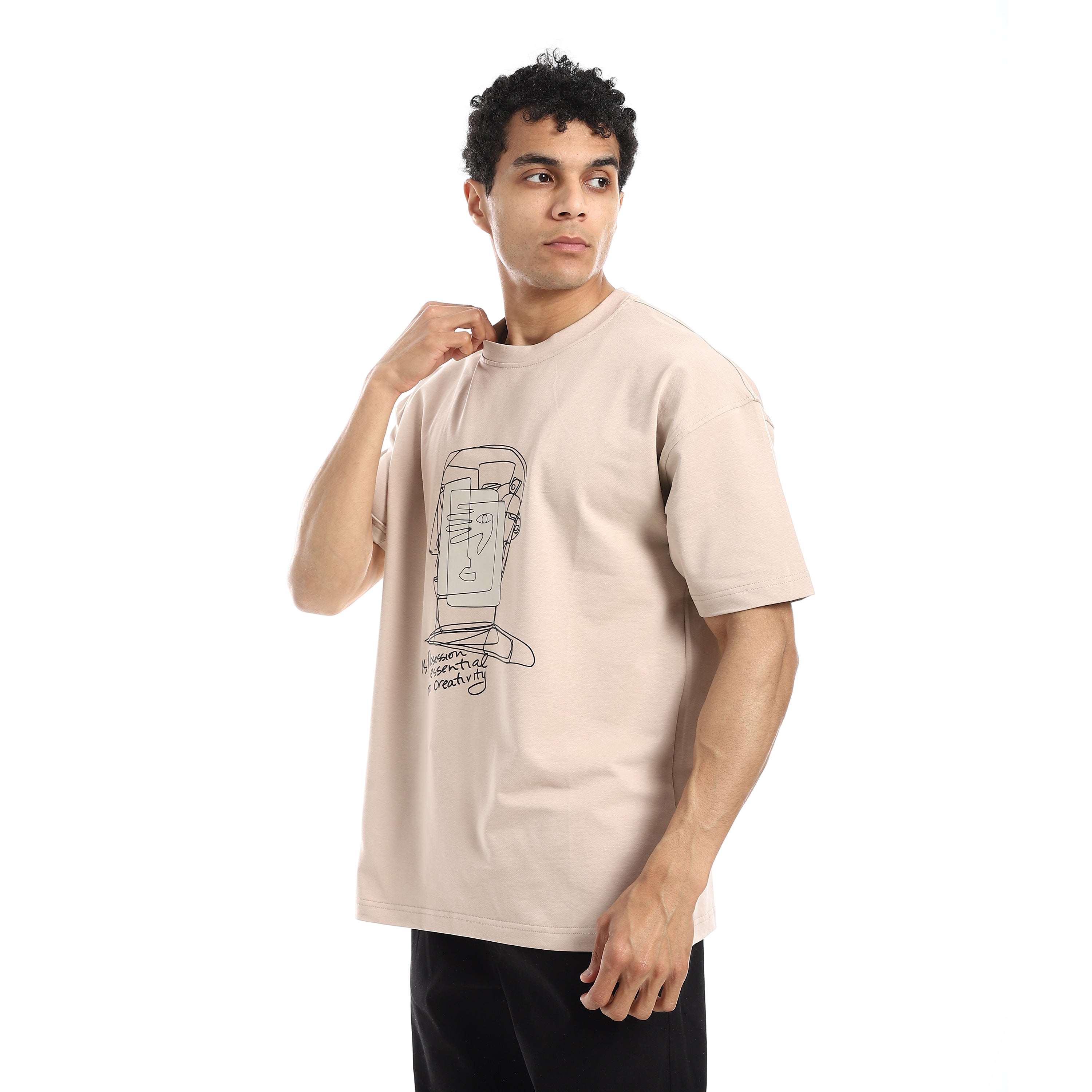 CREATIVITY OVERSIZED T-SHIRT - BEIGE