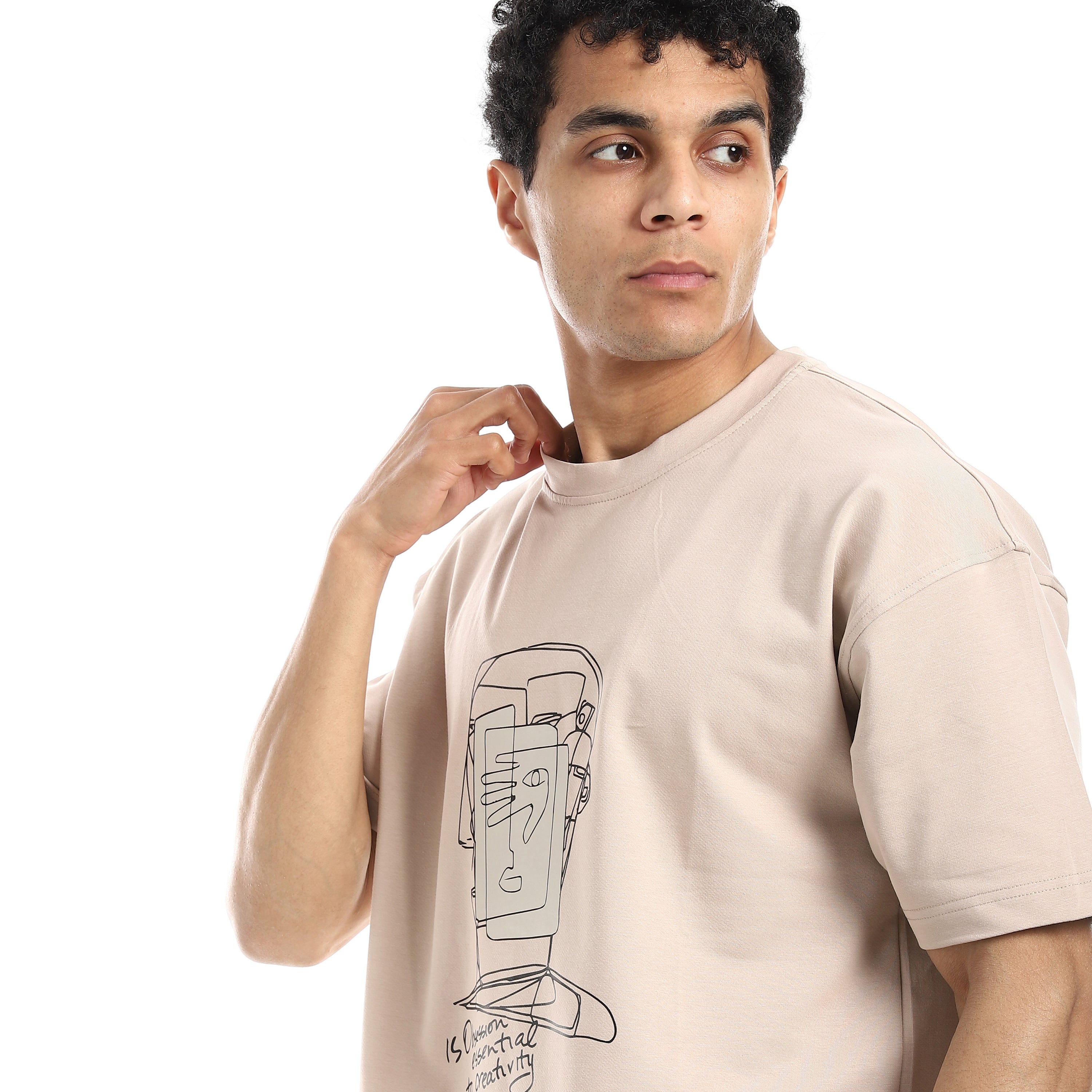 CREATIVITY OVERSIZED T-SHIRT - BEIGE
