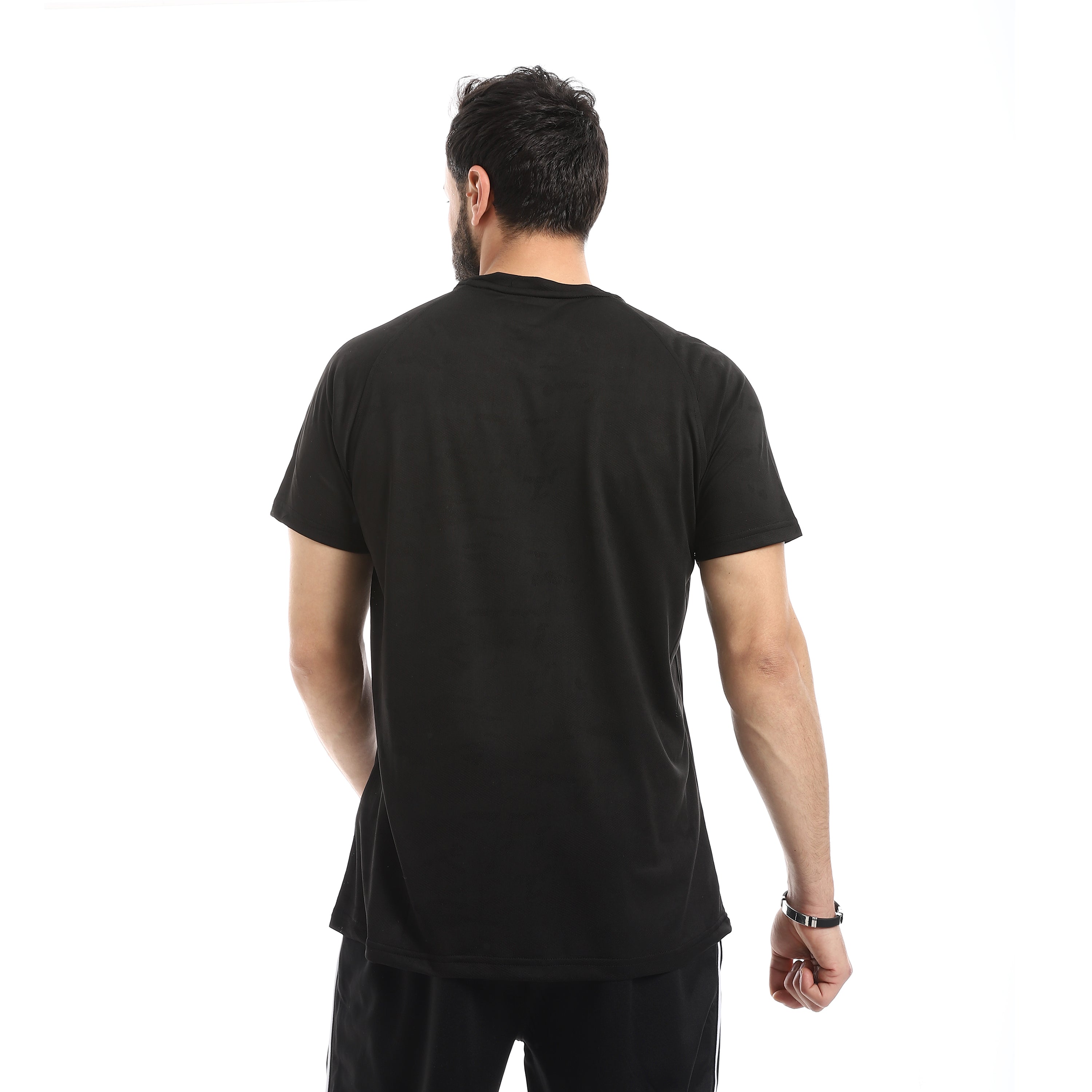 MEN FADED CAMO RAGLAN T-SHIRT - BLACK