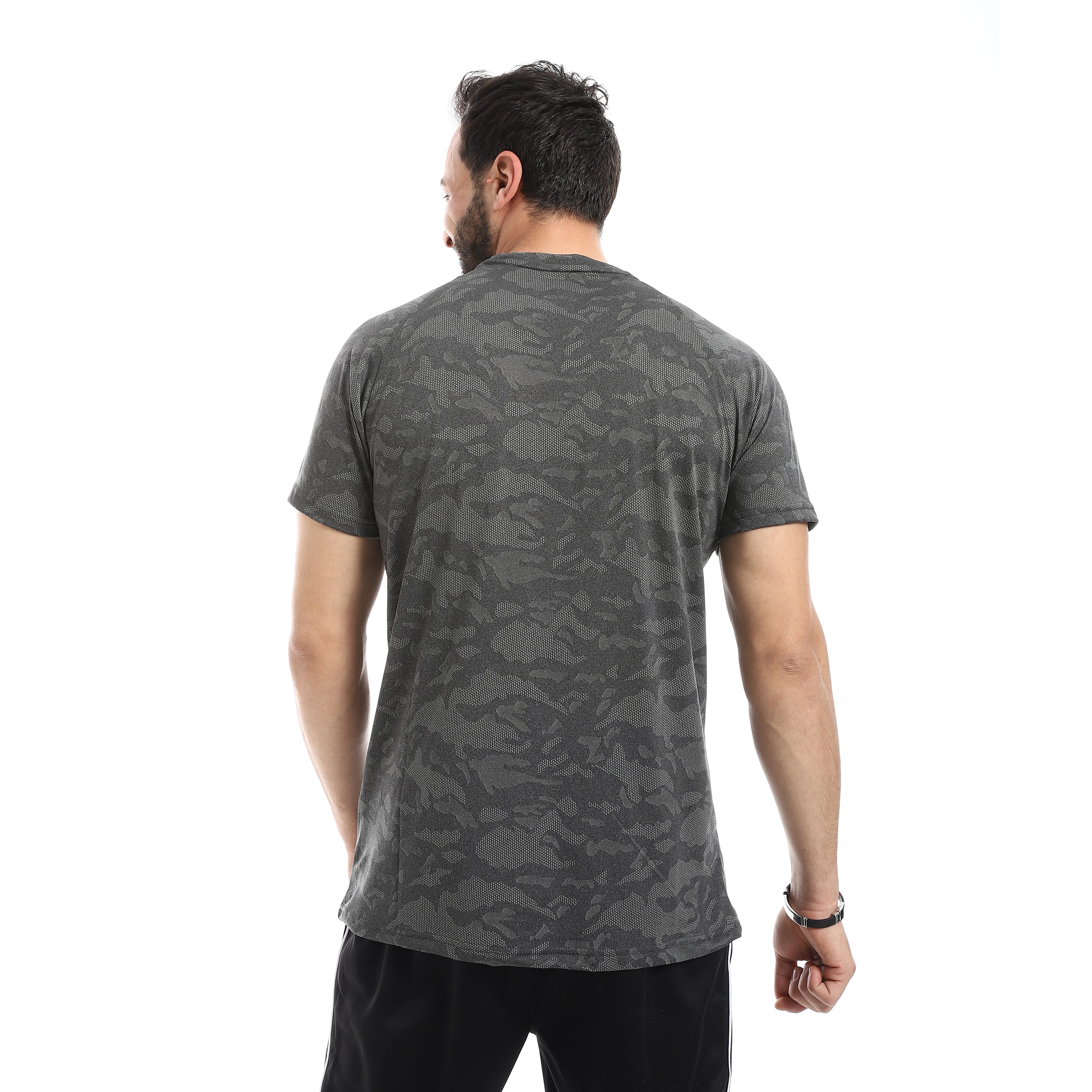 MEN FADED CAMO RAGLAN T-SHIRT - GREY