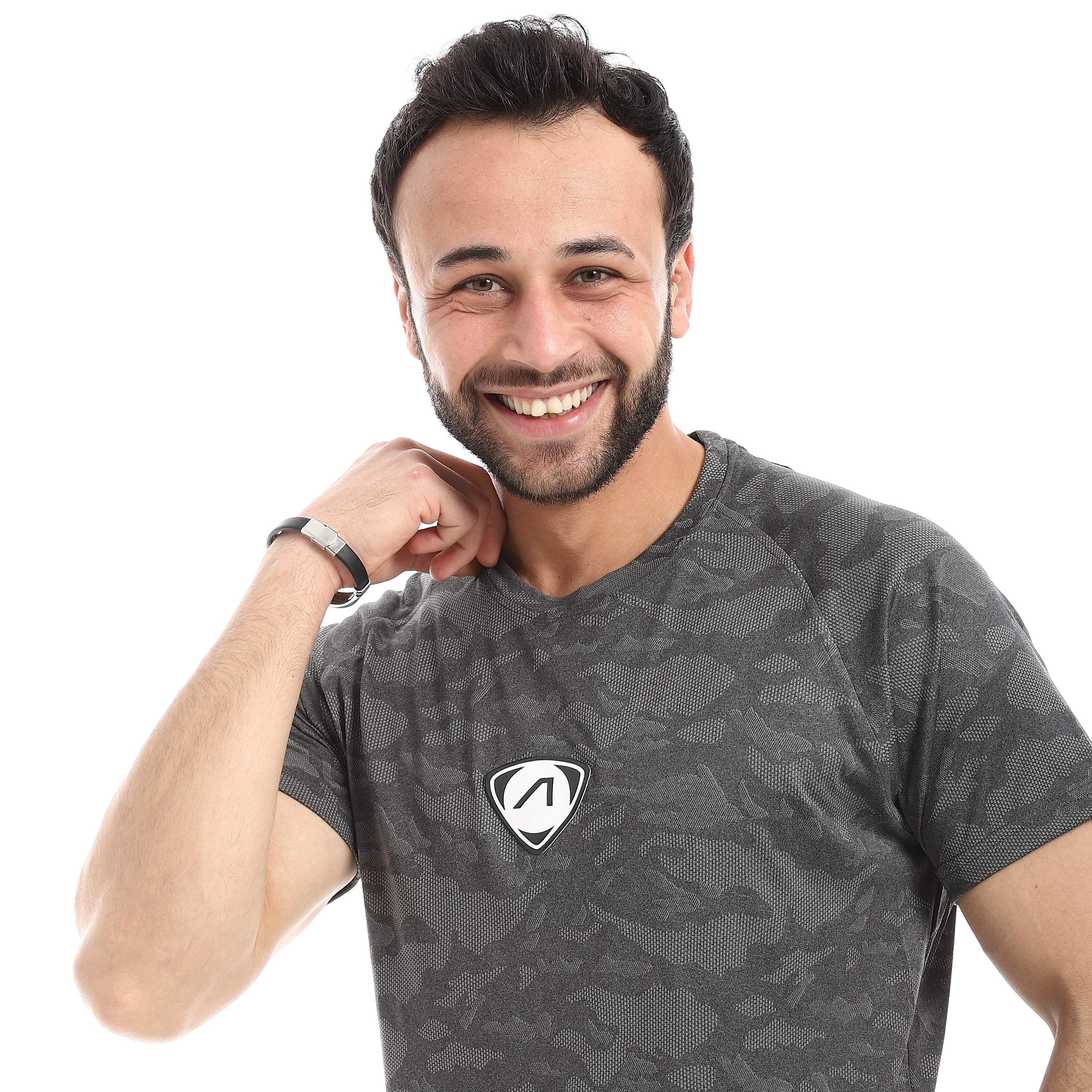 MEN FADED CAMO RAGLAN T-SHIRT - GREY