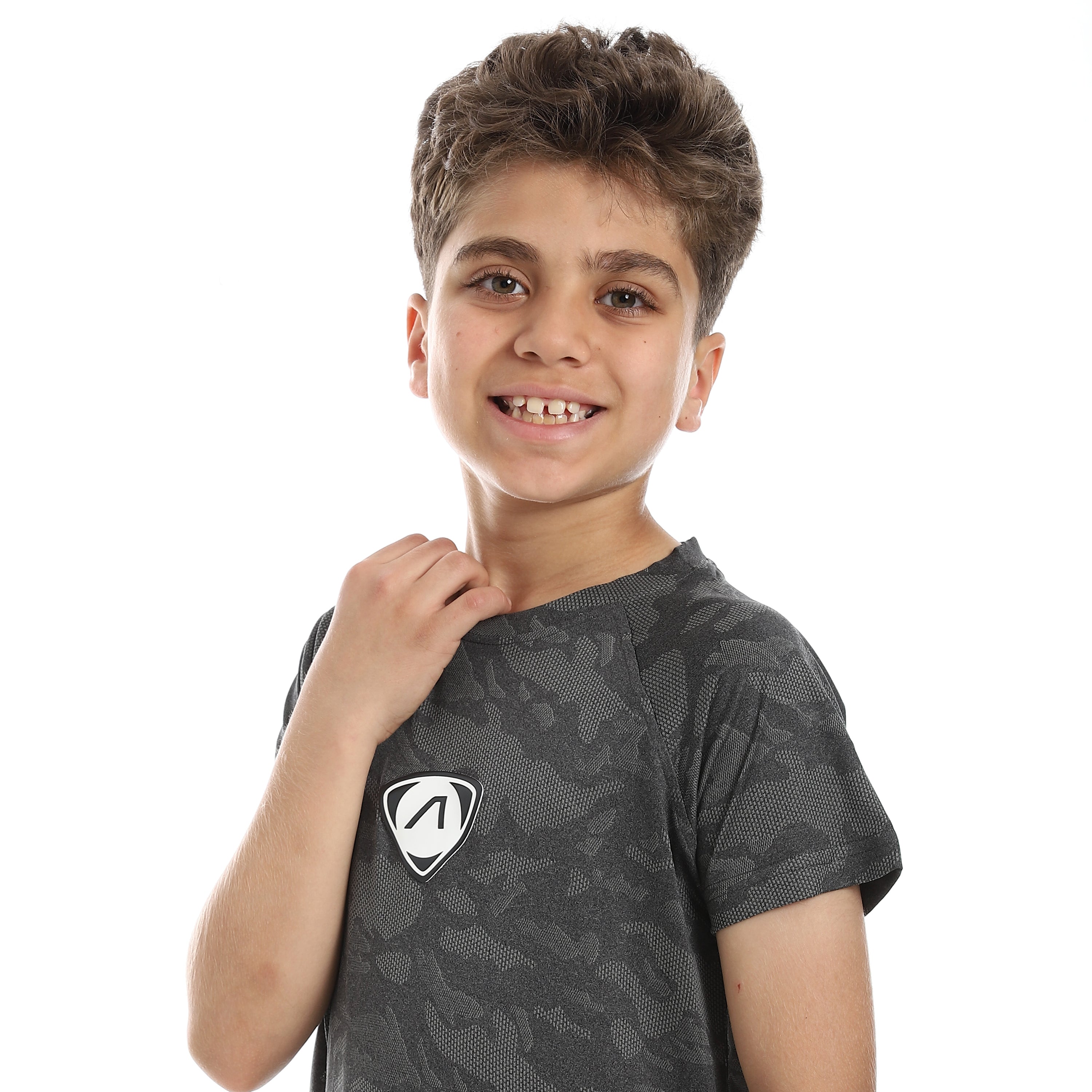 BOYS FADED CAMO RAGLAN T-SHIRT - GREY