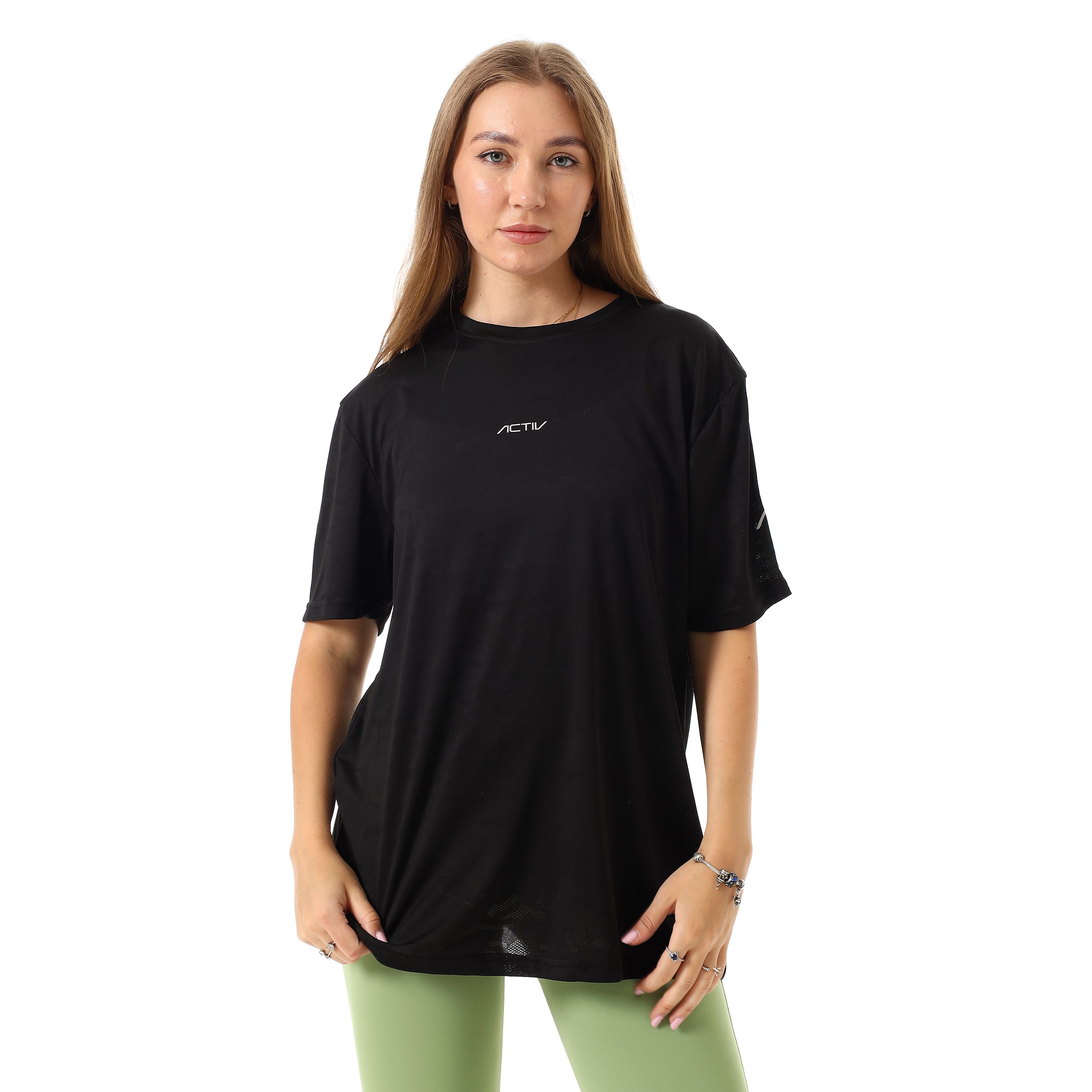 CAMO SLEEVE LOGO PRINT T-SHIRT - BLACK