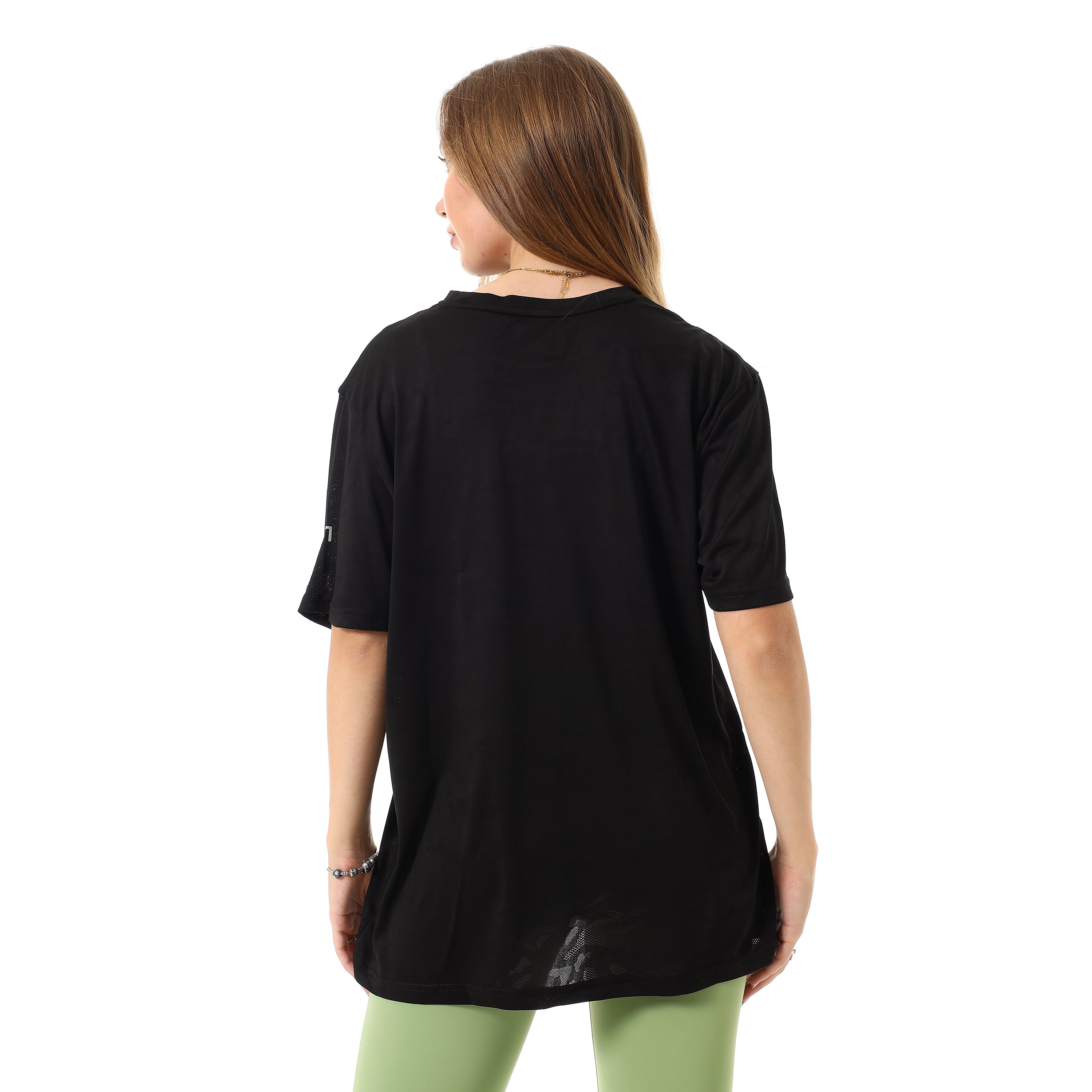 CAMO SLEEVE LOGO PRINT T-SHIRT - BLACK