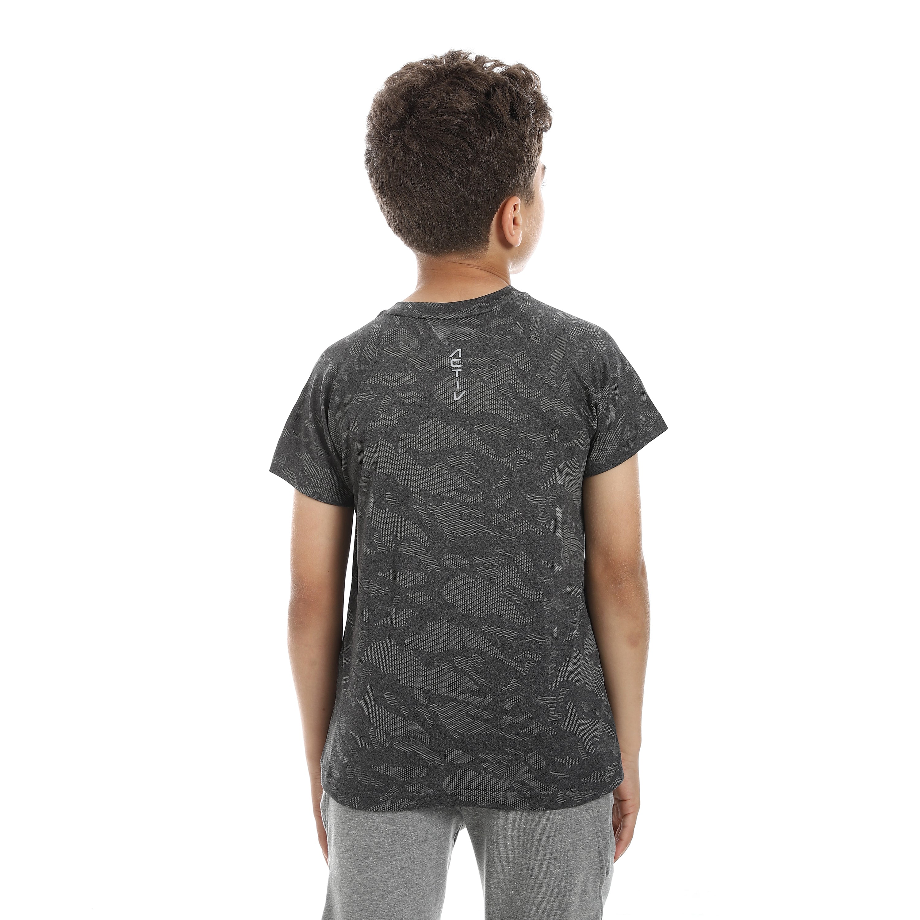CAMO BACK LOGO PRINT T-SHIRT - D.GREY