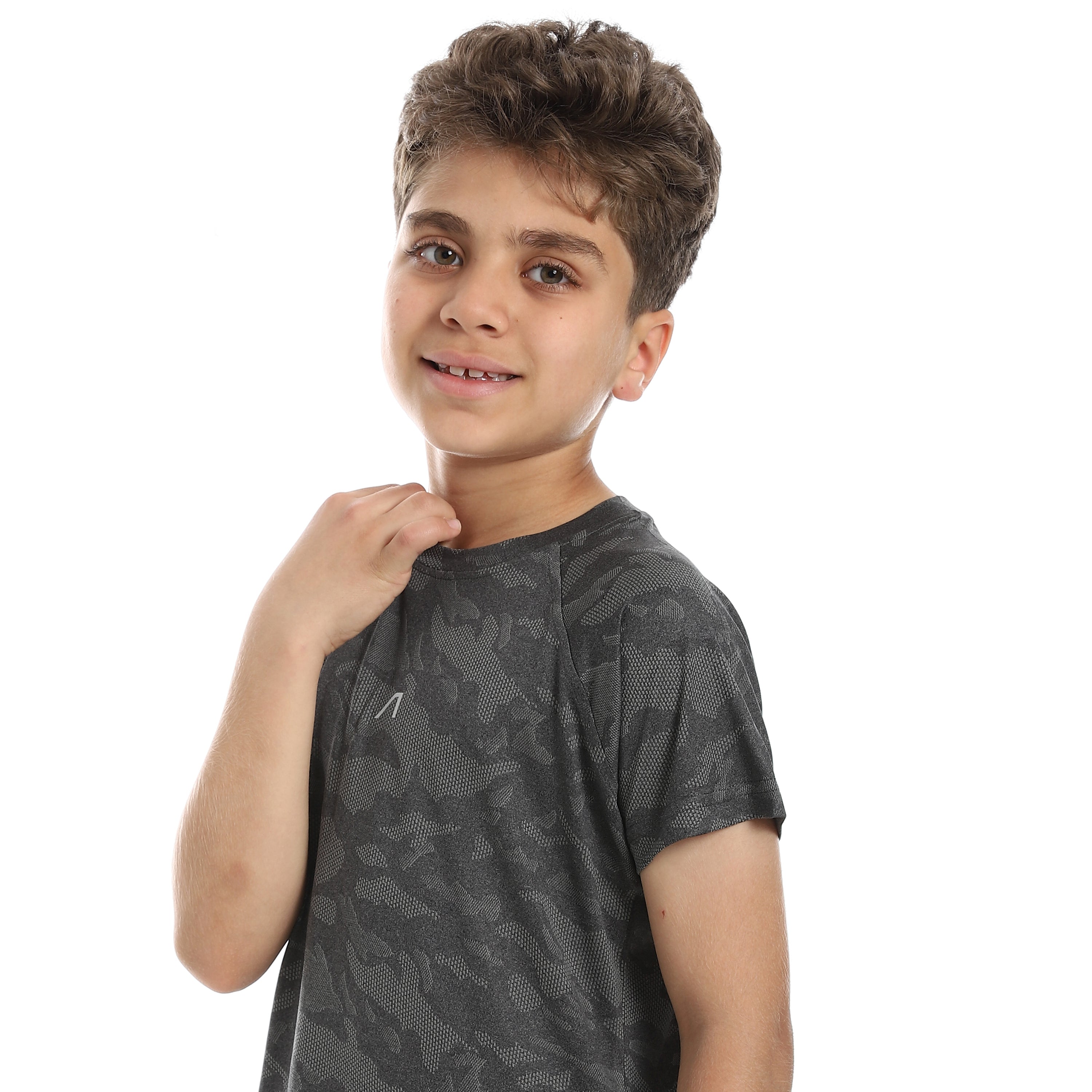 CAMO BACK LOGO PRINT T-SHIRT - D.GREY