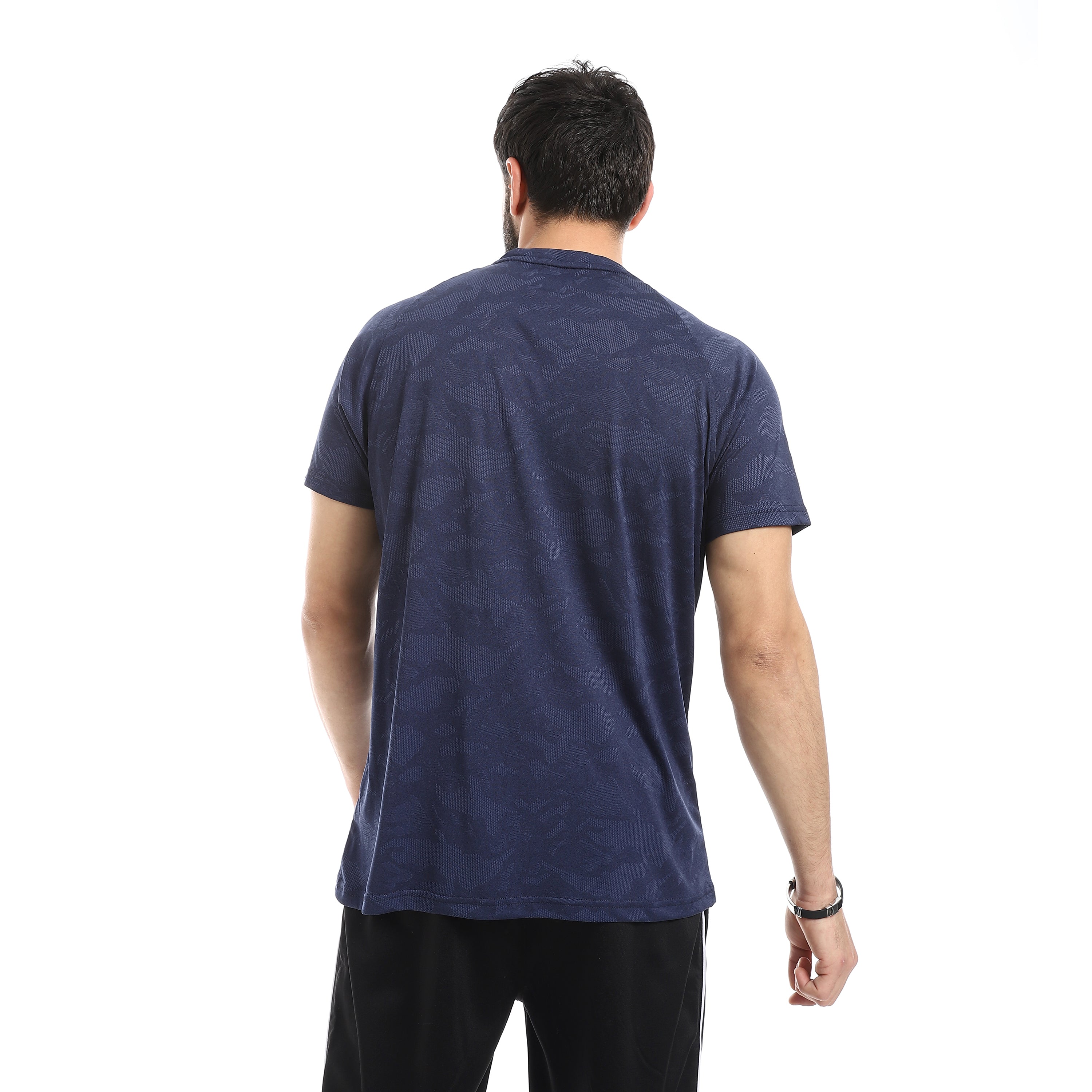 CAMO TRIPLE DOTS PRINT T-SHIRT - D.BLUE