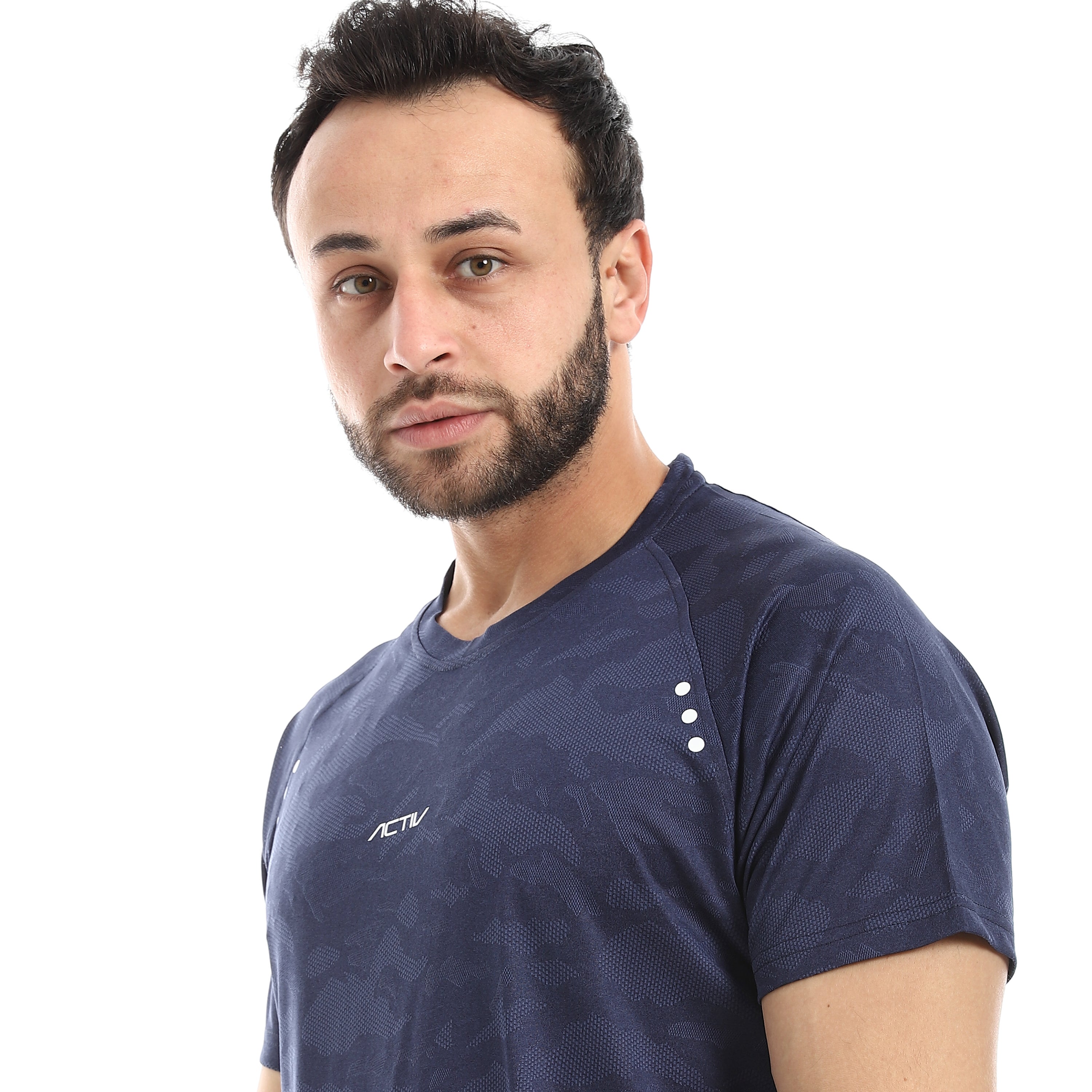 CAMO TRIPLE DOTS PRINT T-SHIRT - D.BLUE