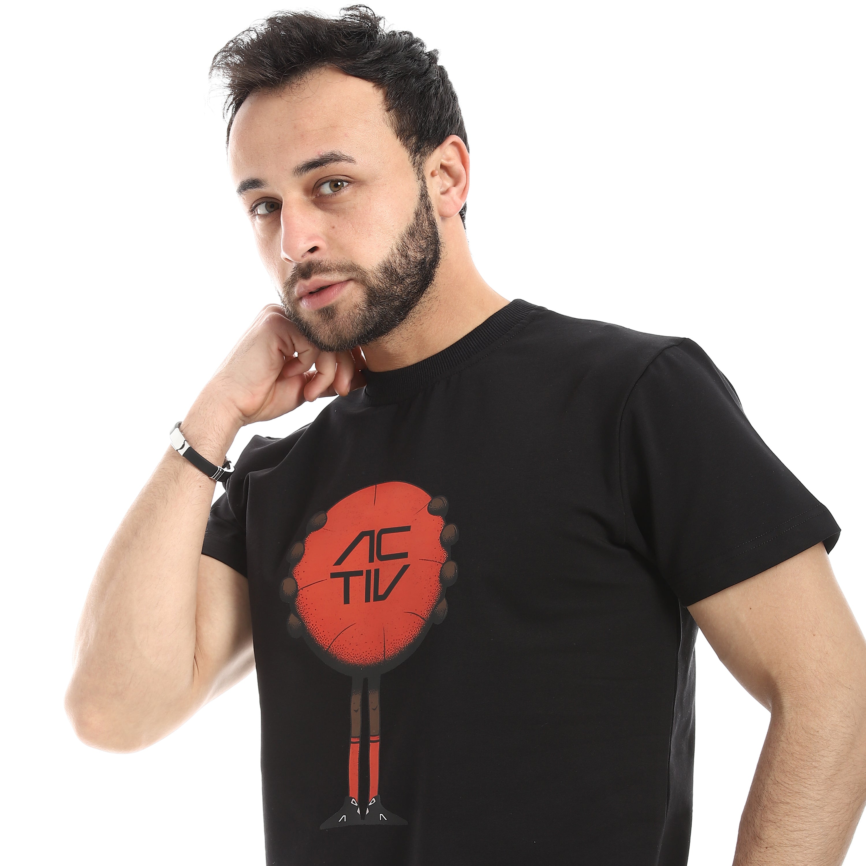 LOGO BASKETBALL PRINT T-SHIRT - BLACK