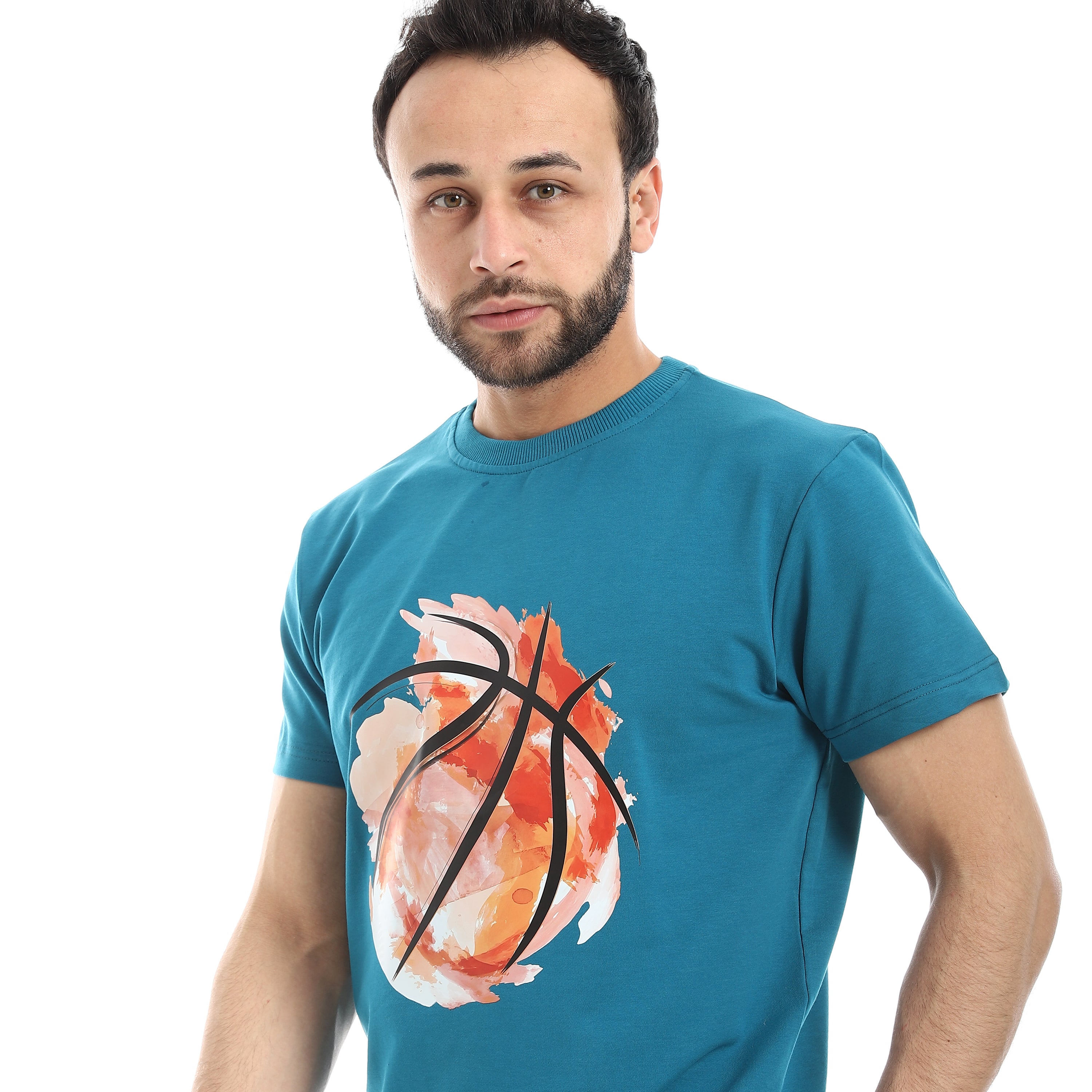 BASKETBALL PRINT T-SHIRT - BLUE