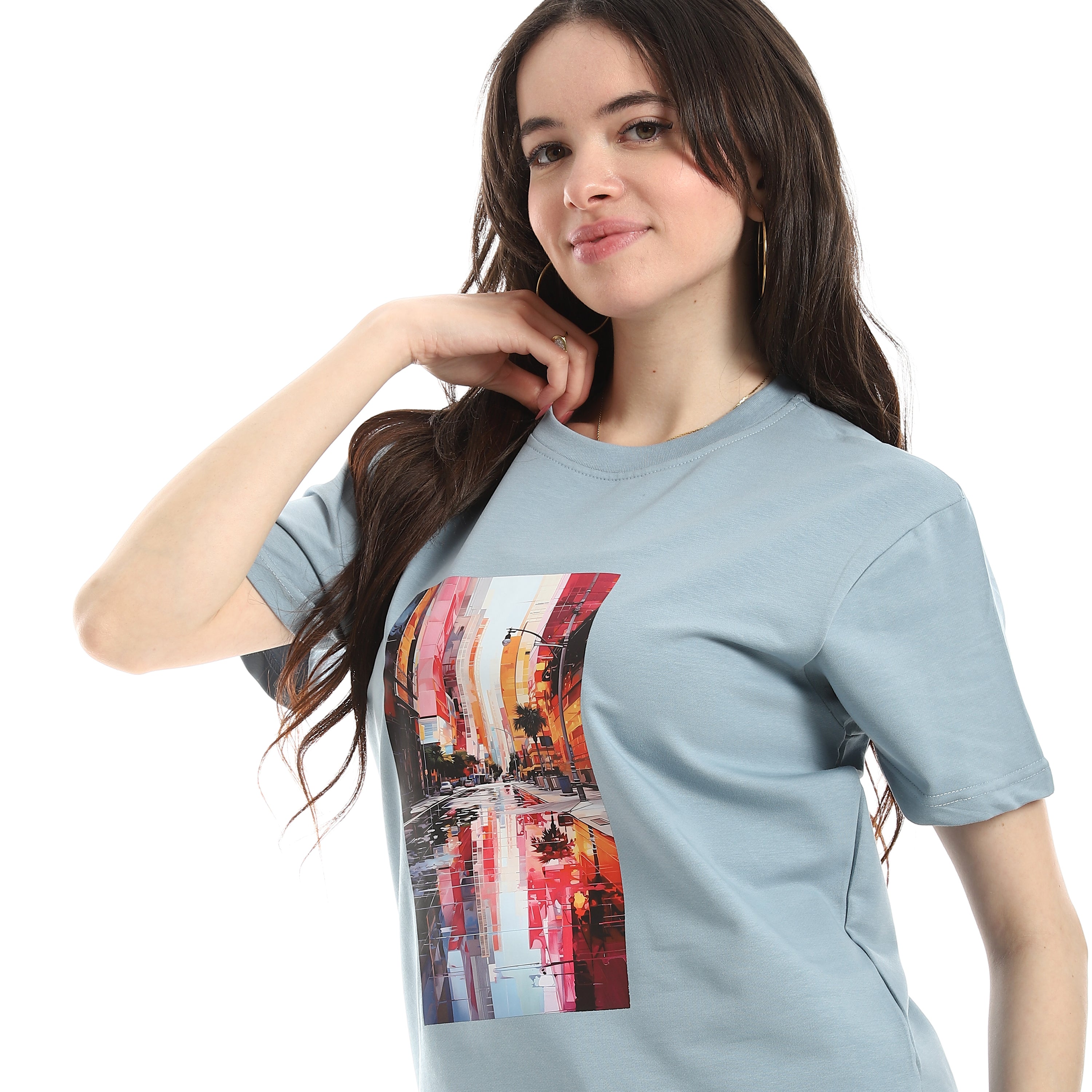 REFLECTION PRINT T-SHIRT - B.BLUE