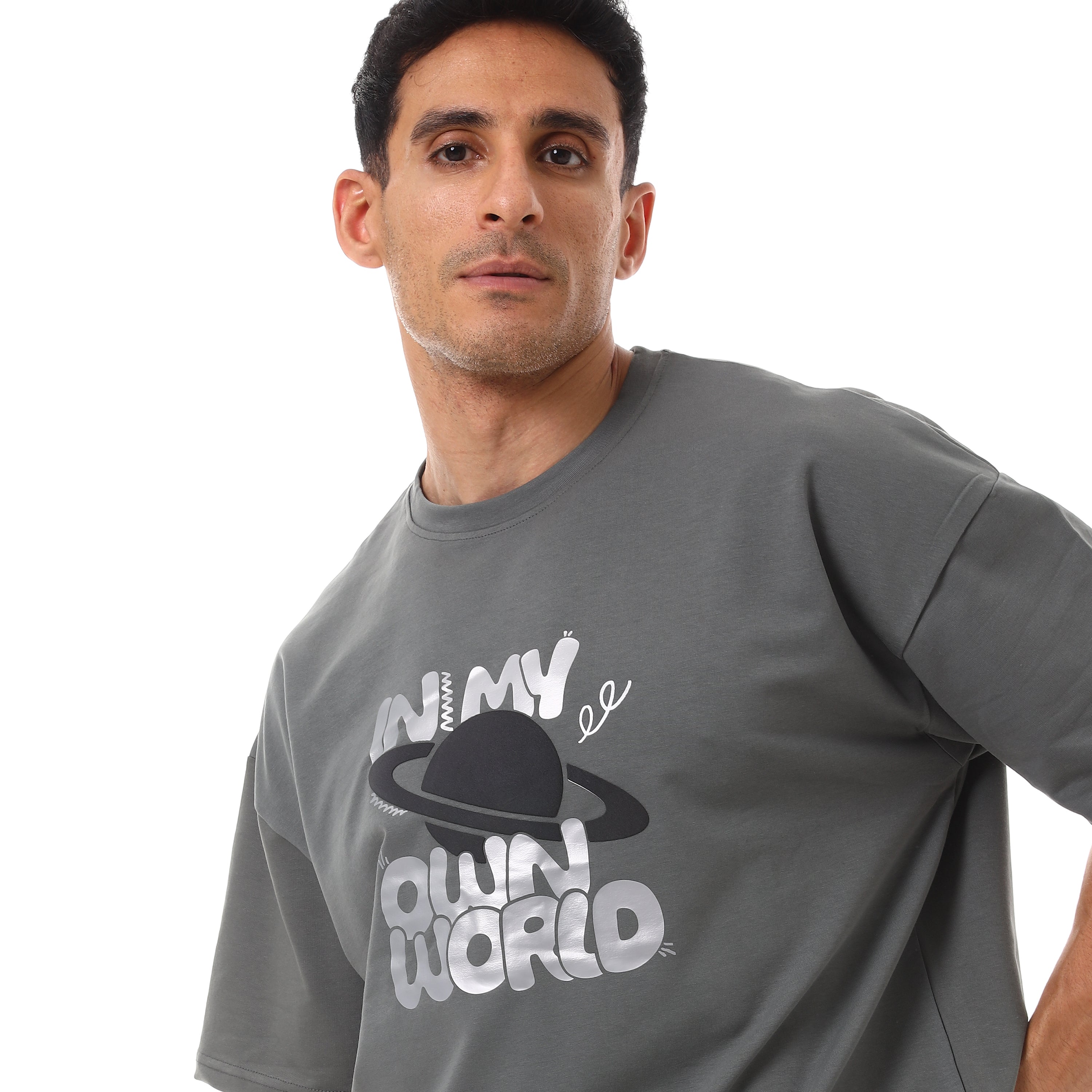 MY OWN WORLD PRINT T-SHIRT - GRAY