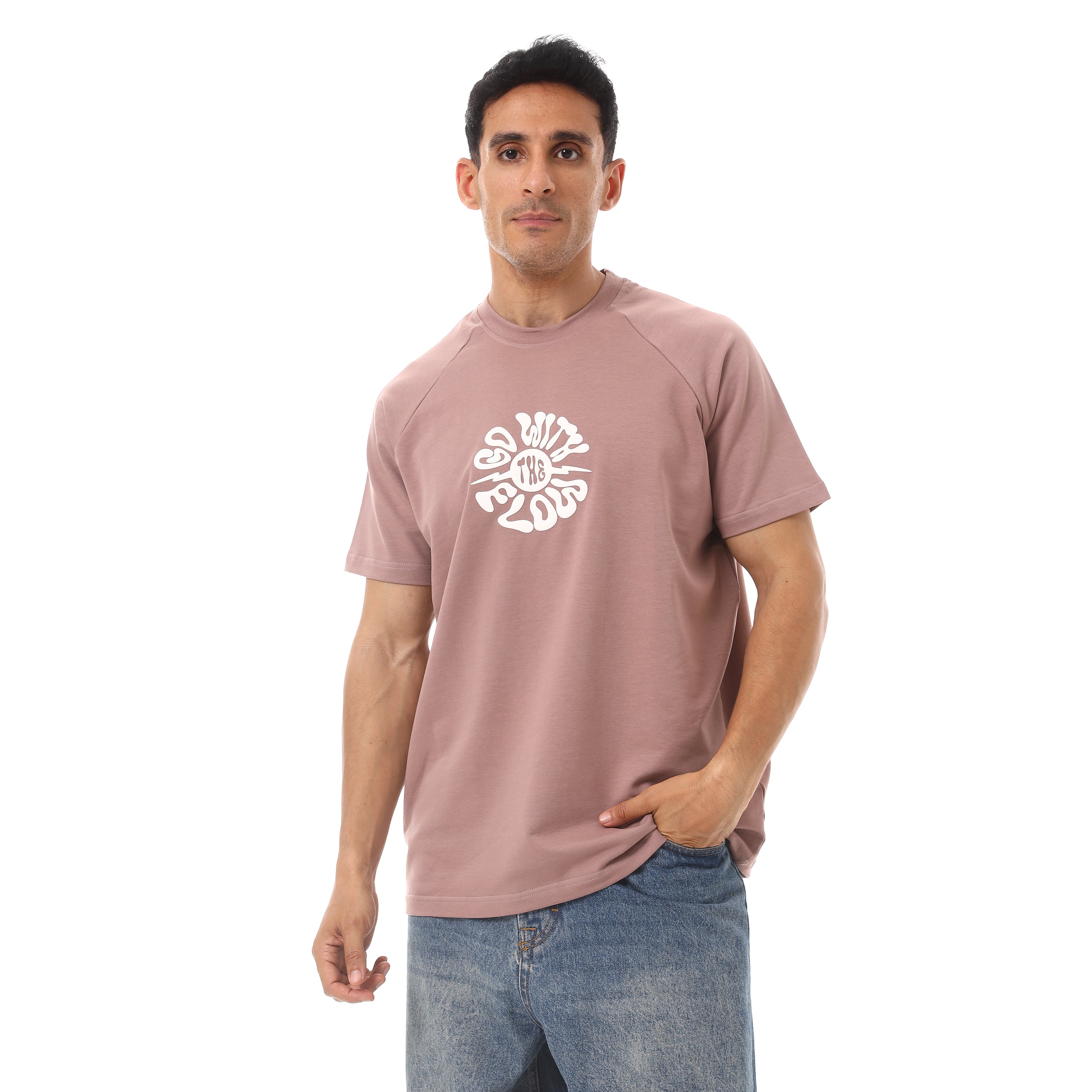 GO WITH THE FLOW PRINT T-SHIRT - BROWN