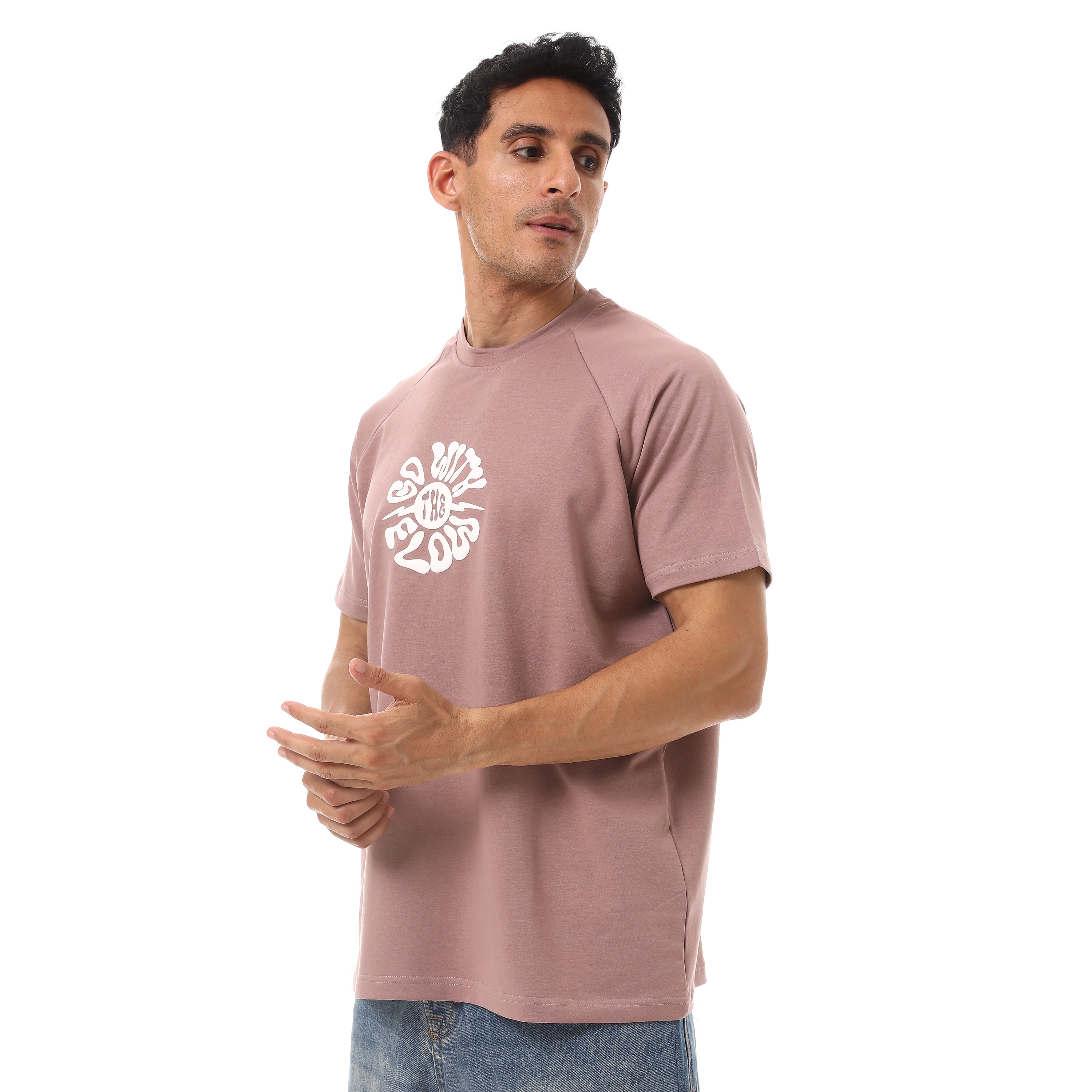GO WITH THE FLOW PRINT T-SHIRT - BROWN