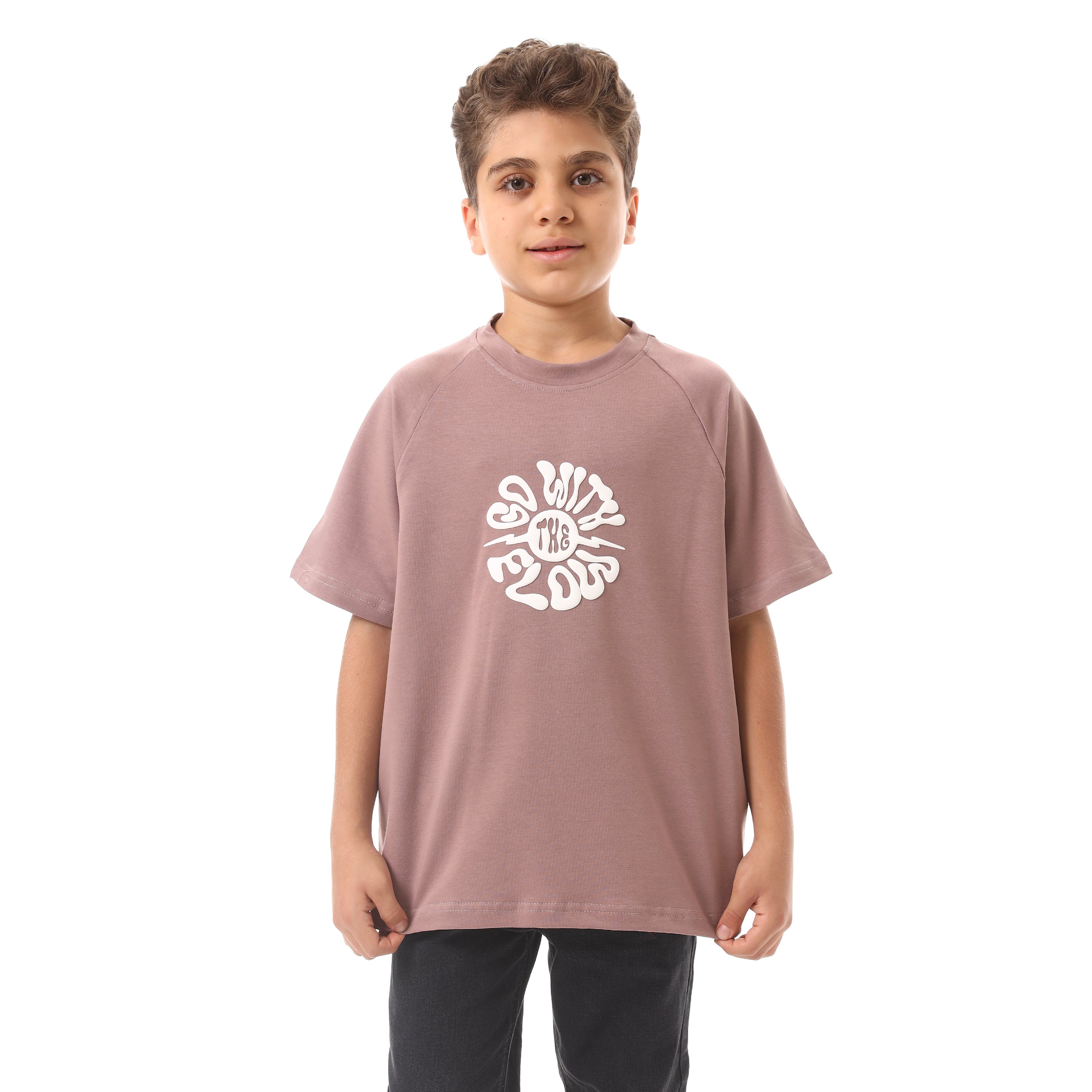 GO WITH THE FLOW PRINT T-SHIRT - BROWN