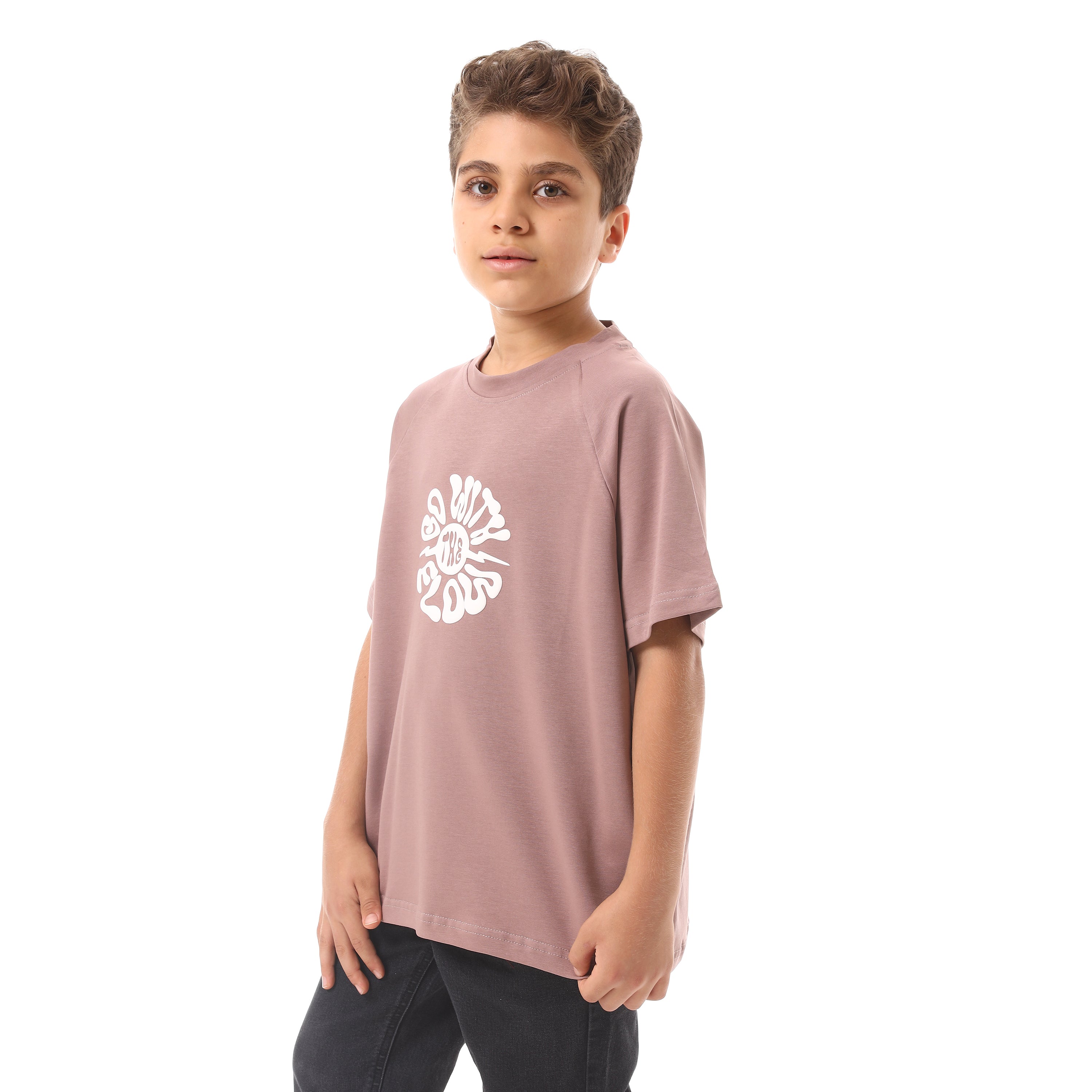 GO WITH THE FLOW PRINT T-SHIRT - BROWN
