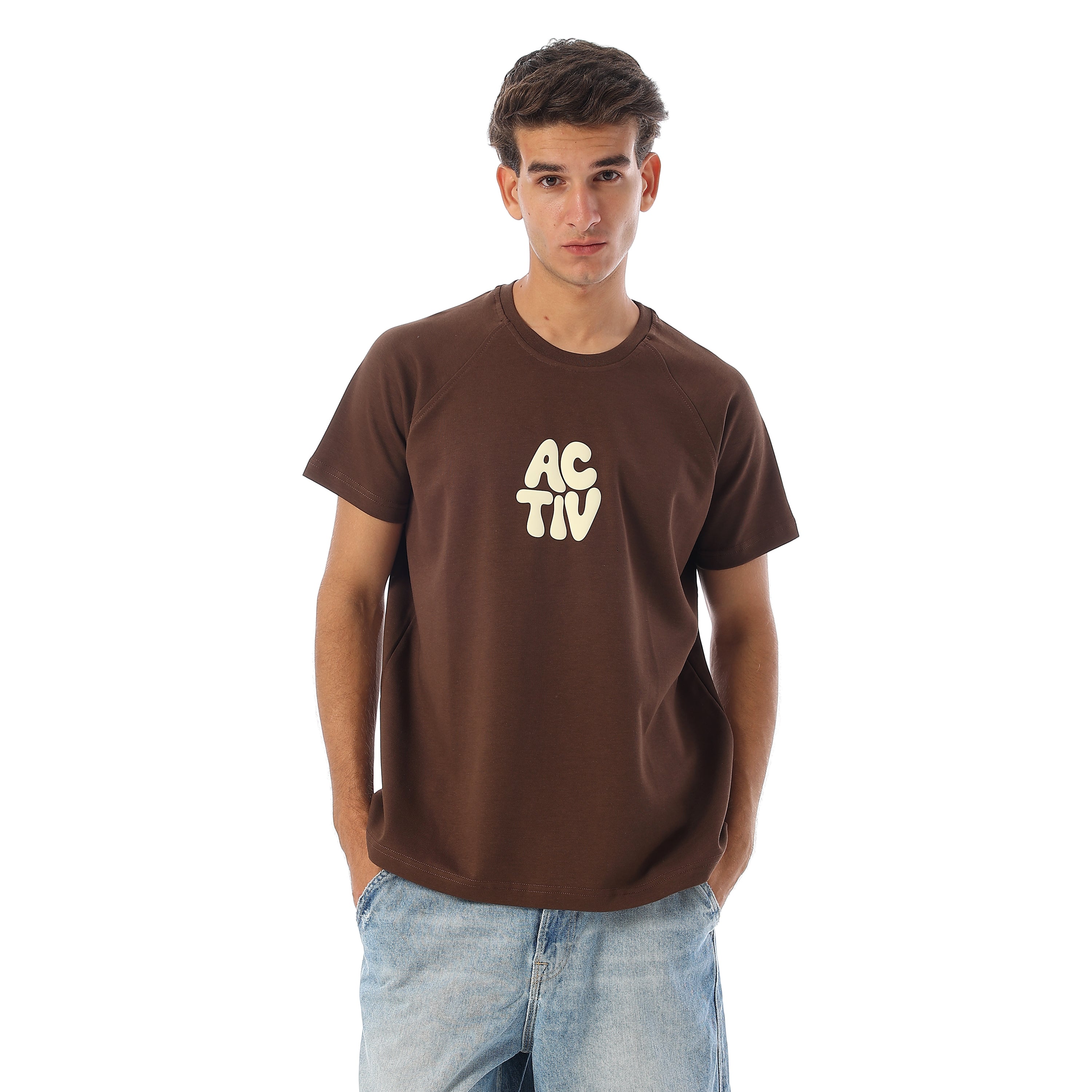 SPLIT LOGO POP PRINT T-SHIRT - BROWN