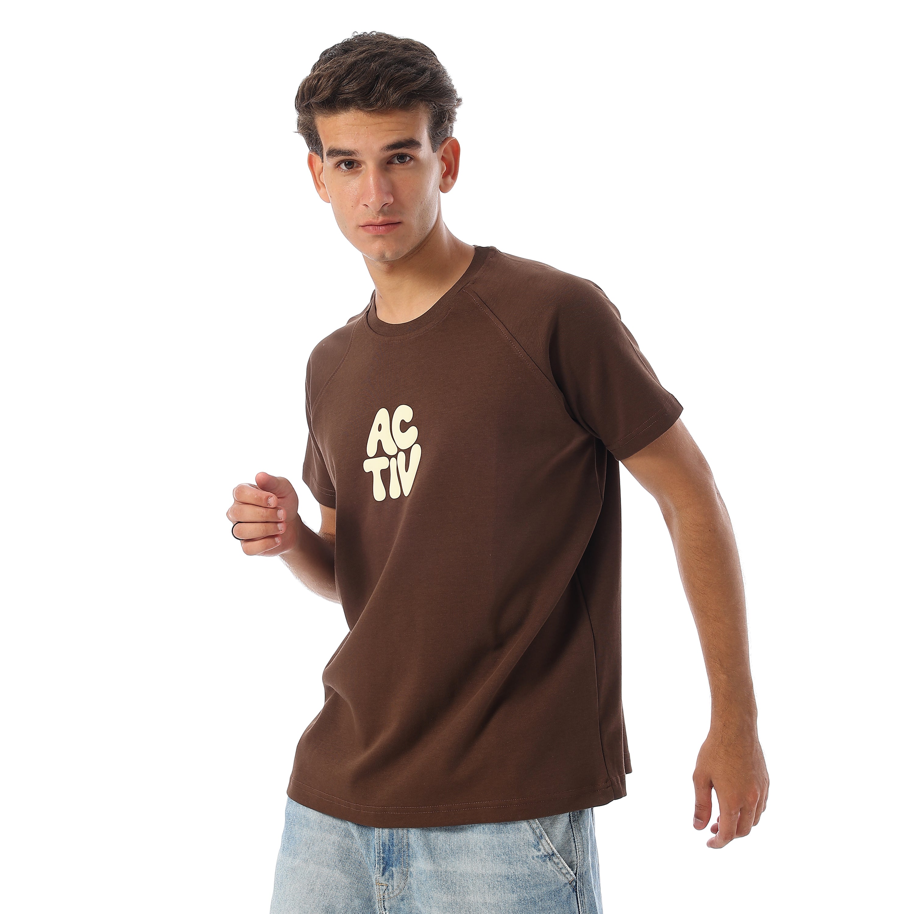 SPLIT LOGO POP PRINT T-SHIRT - BROWN