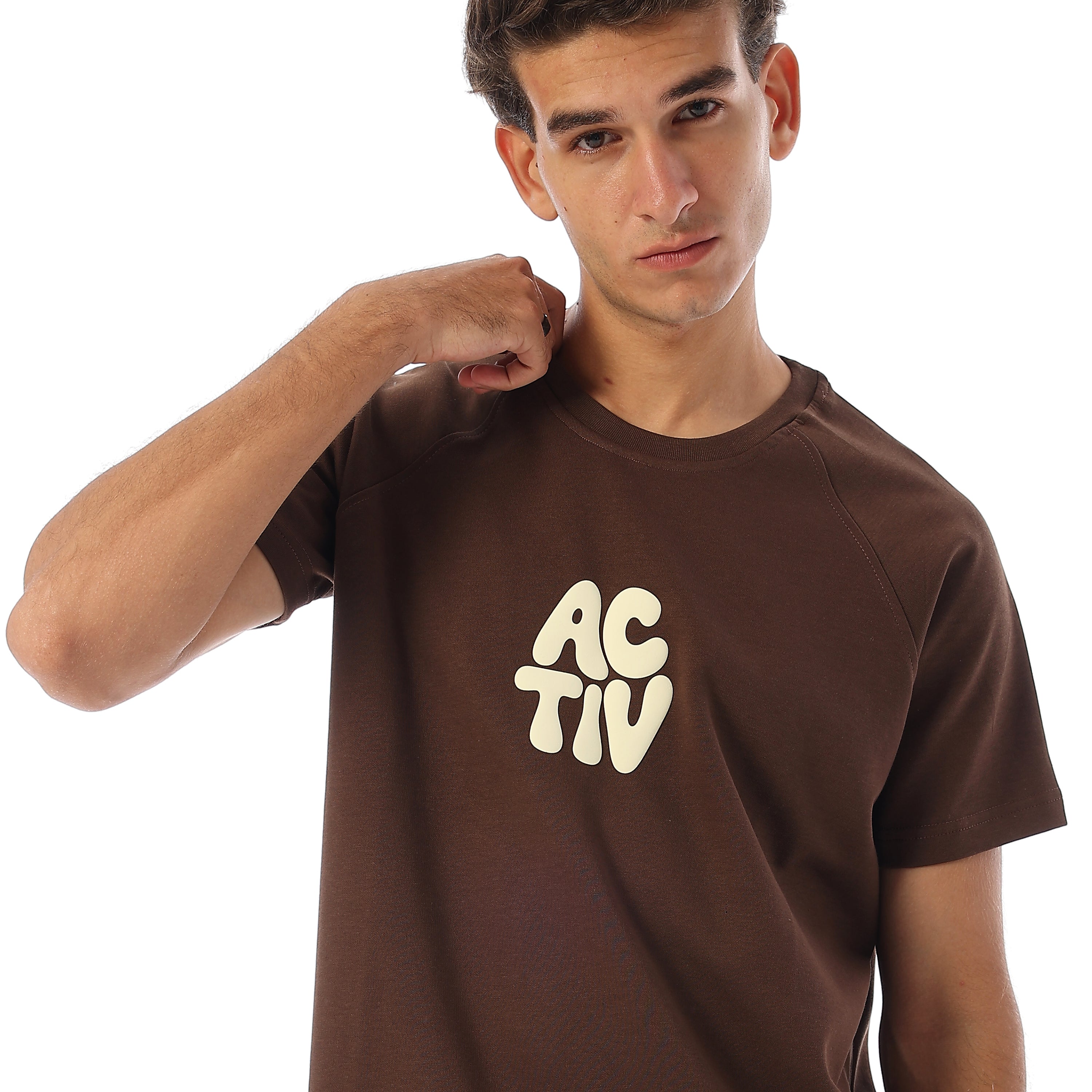 SPLIT LOGO POP PRINT T-SHIRT - BROWN