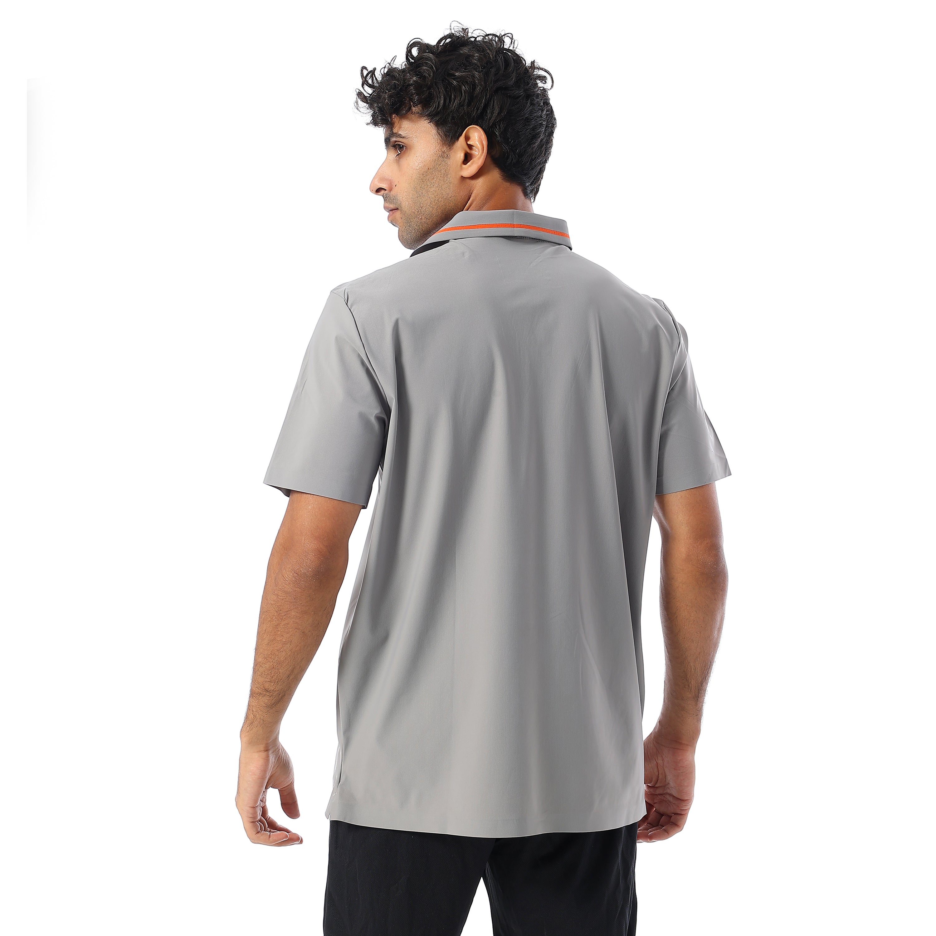 SEAMLESS BASEBALL COLLAR TEE - L.GREY