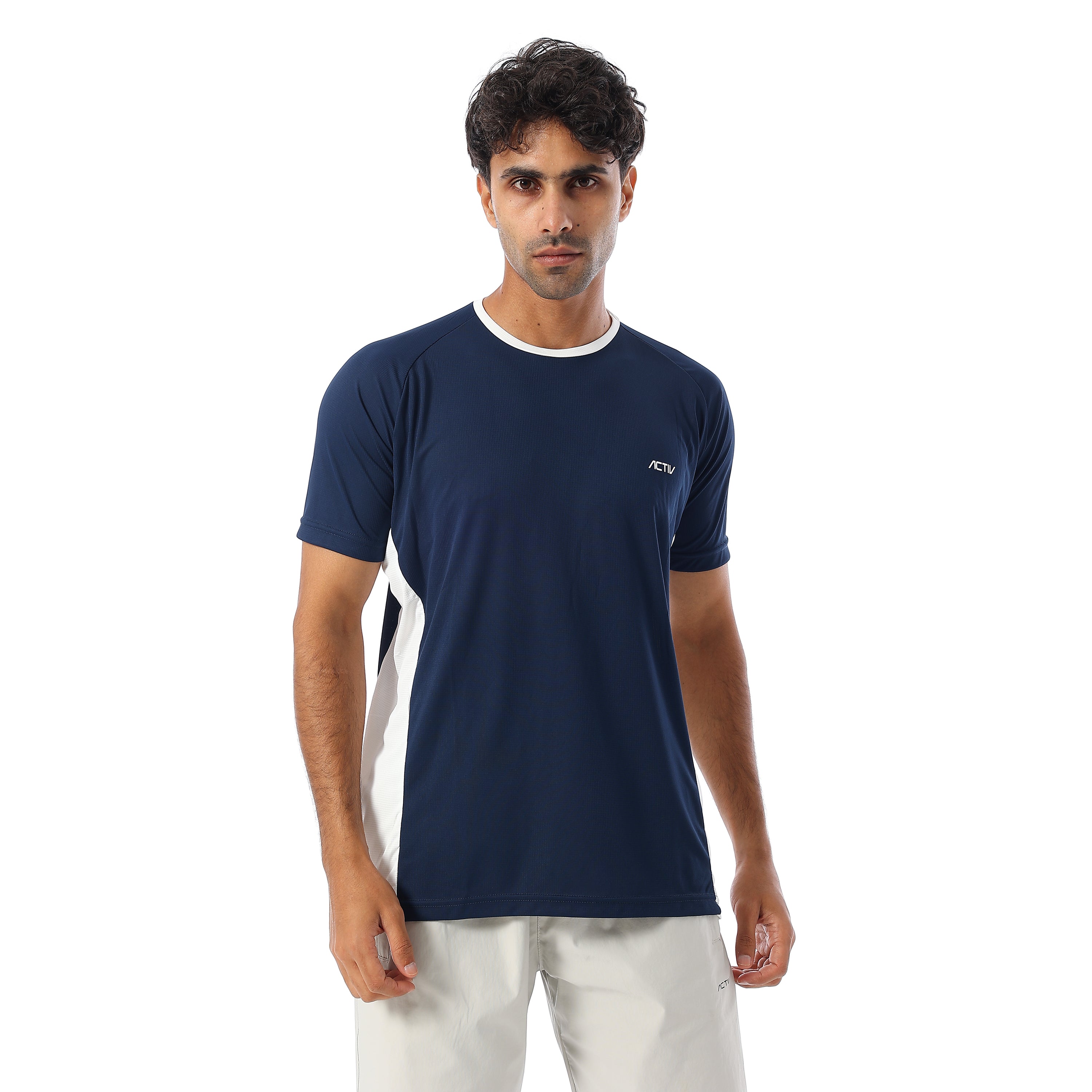 ACTIV MEN'S BASIC T-SHIRT - WHT & NVY
