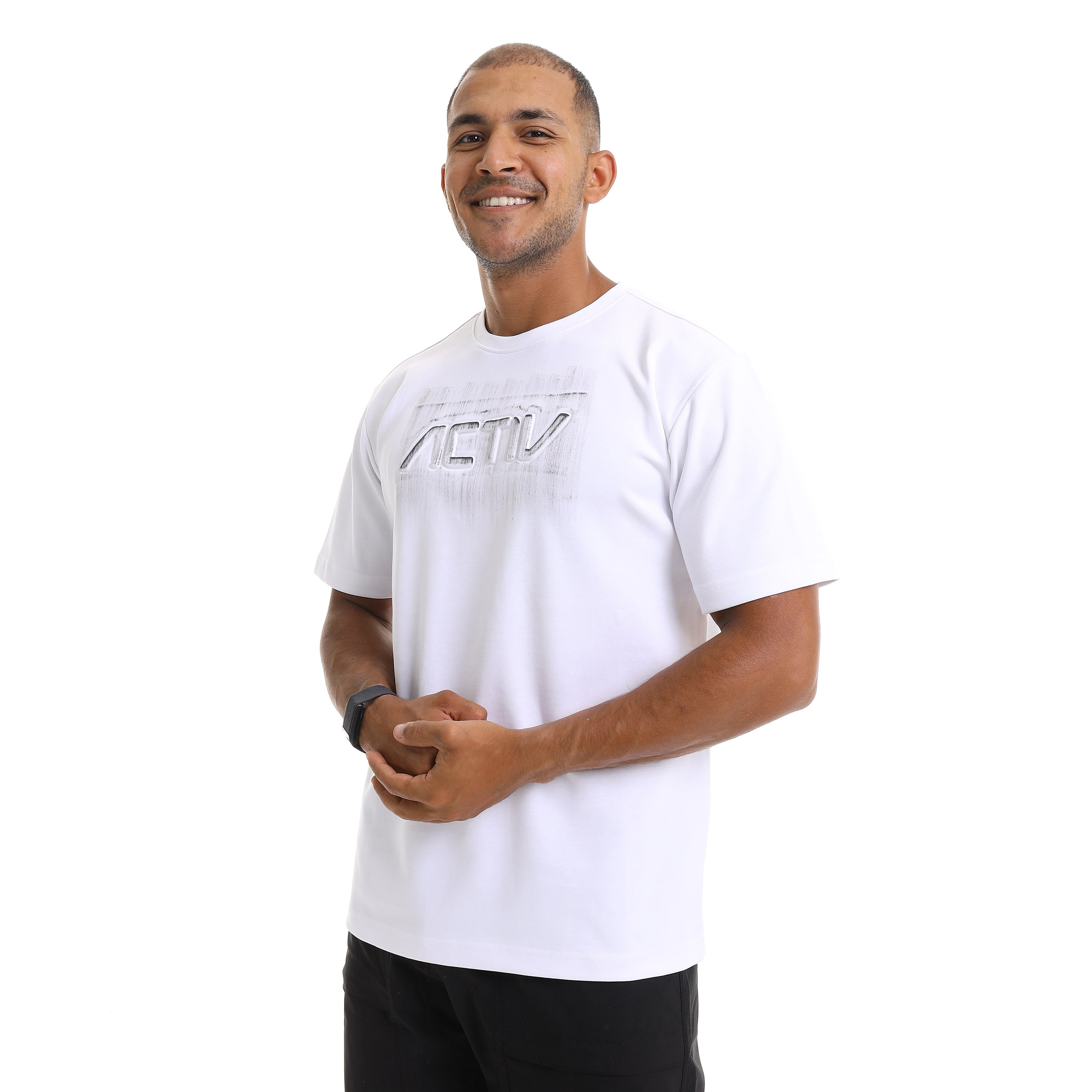 تى شيرت اكتف بيزك رجالى - ابيض