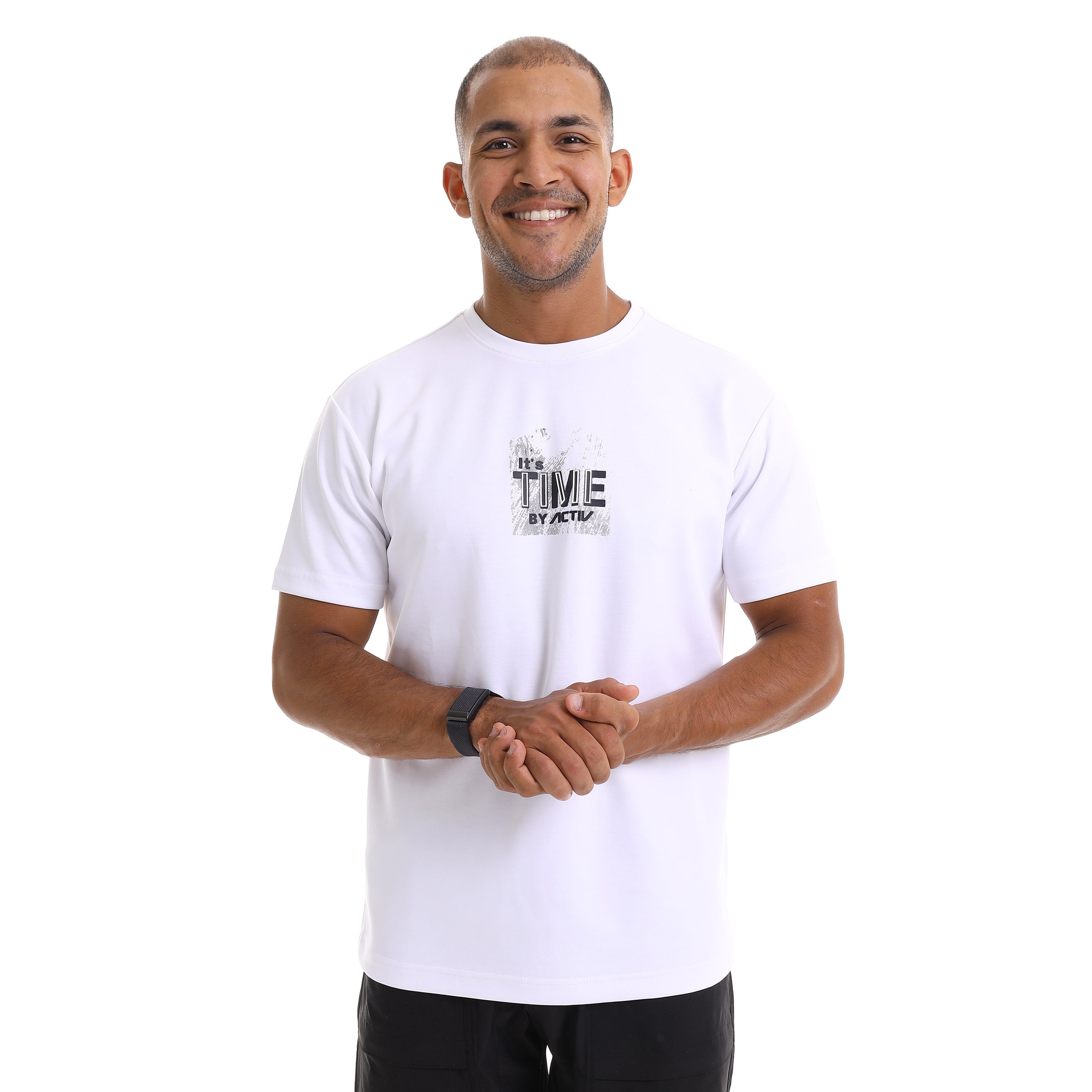 تى شيرت اكتف بيزك رجالى - ابيض