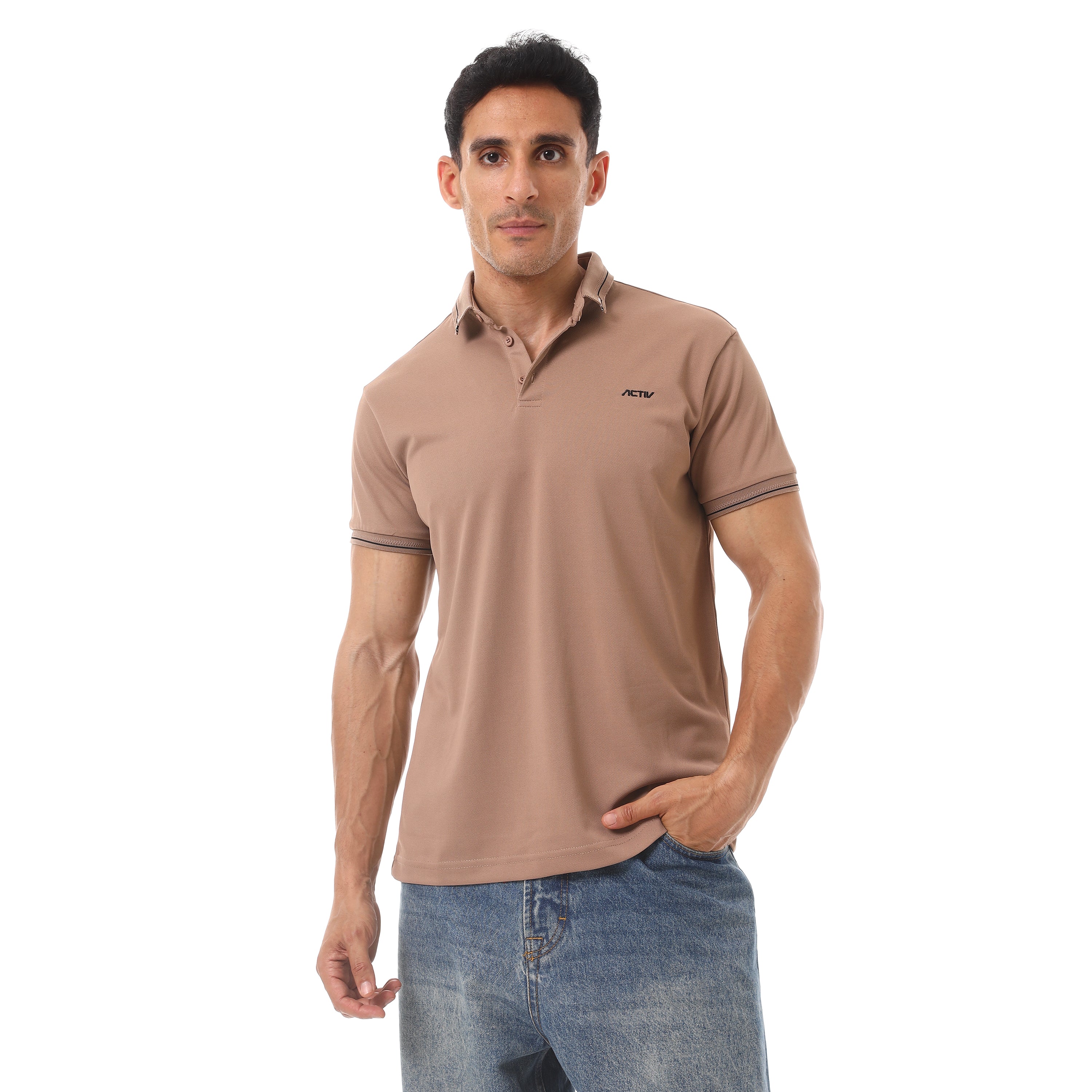 ACTIV MEN'S BUTTON POLO SHIRT - COFFEE