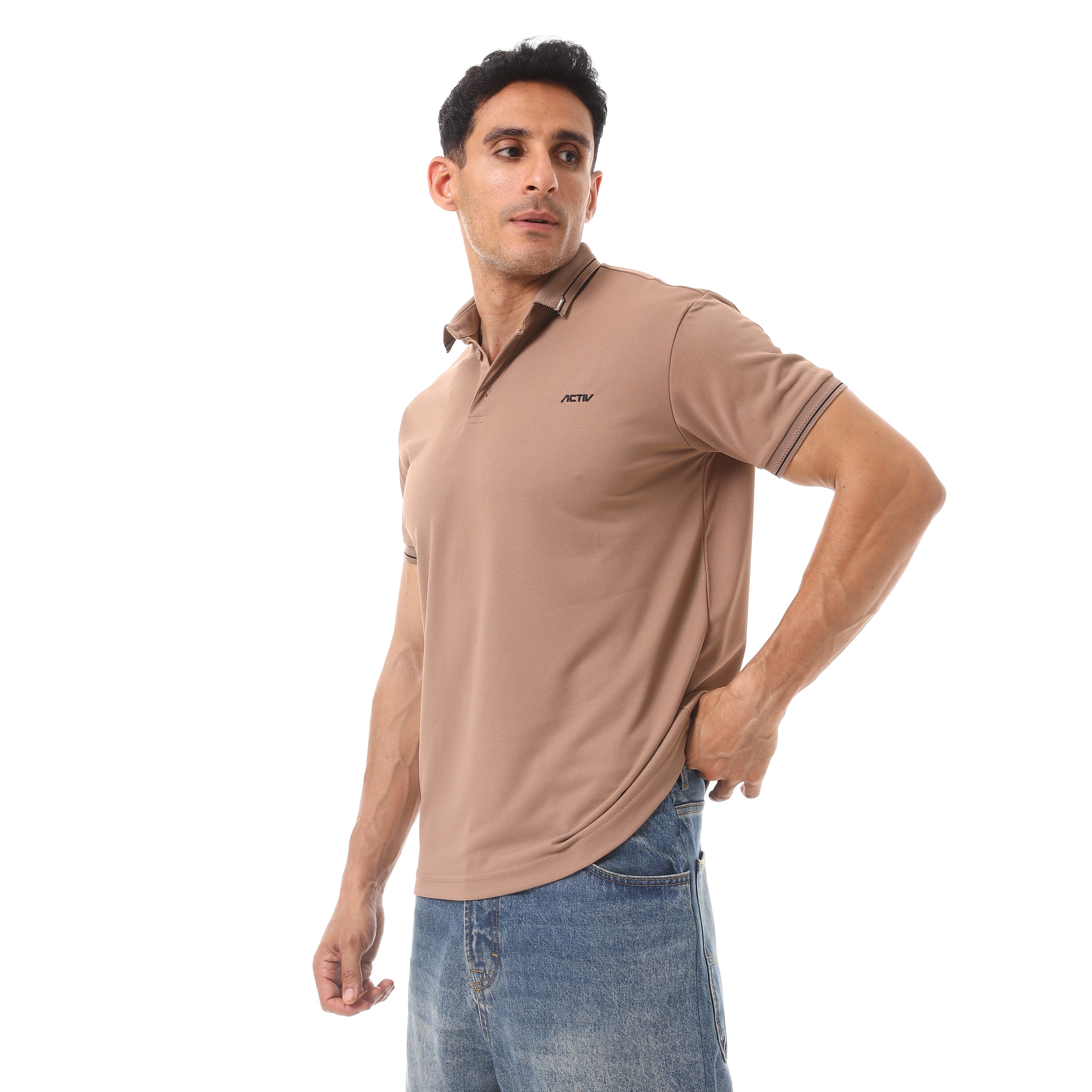 ACTIV MEN'S BUTTON POLO SHIRT - COFFEE