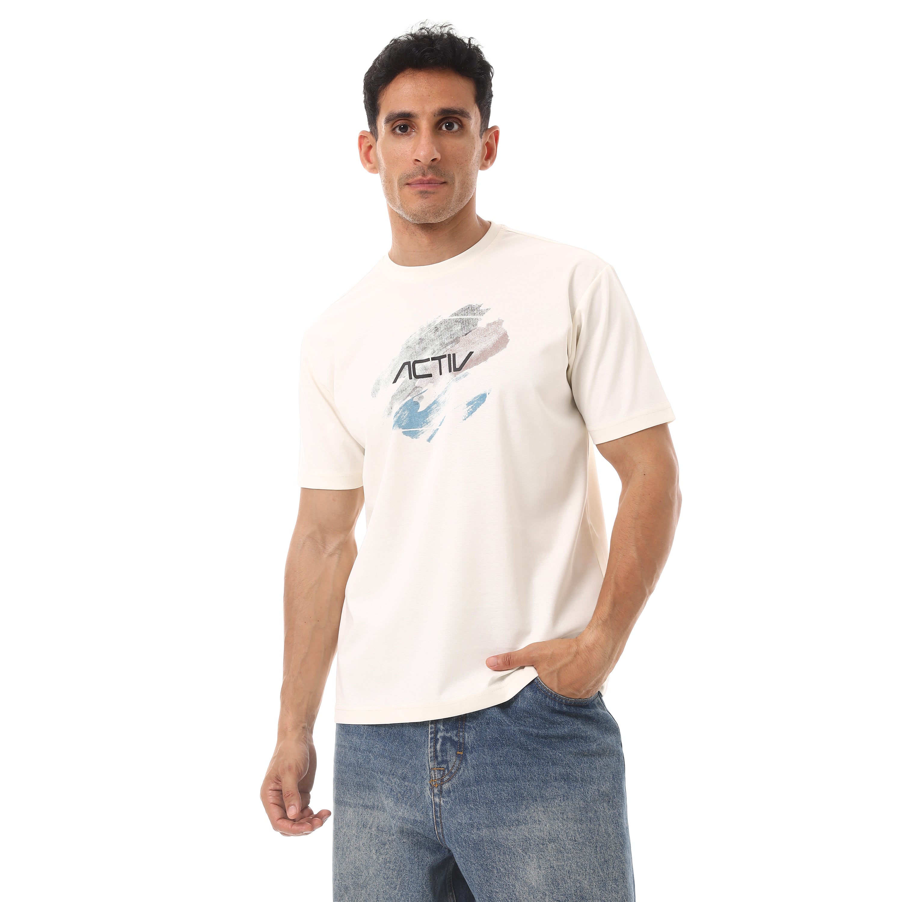 ACTIV MEN'S BASIC T-SHIRT - CREAM