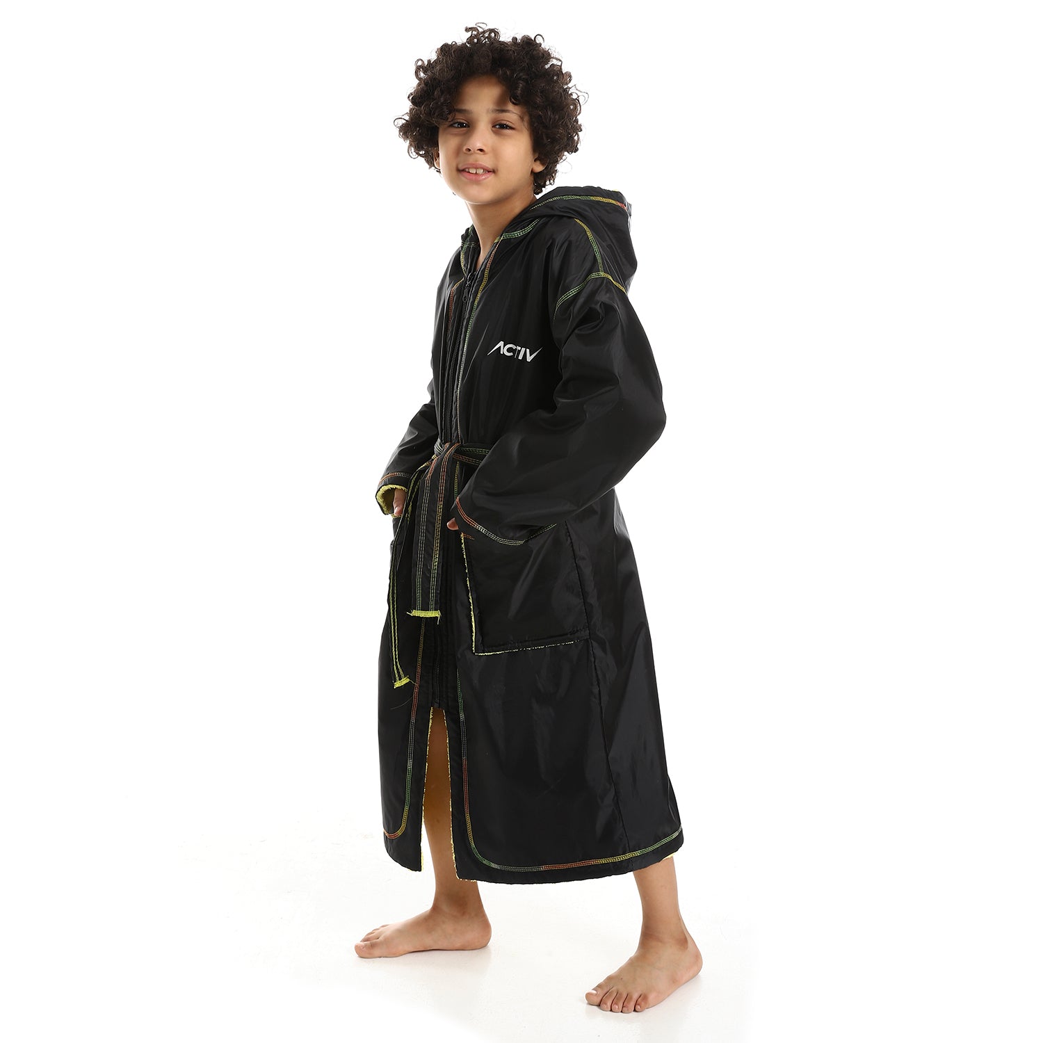 ACTIVNEW BOYS ZIPPER BATHROBE - BLACK 