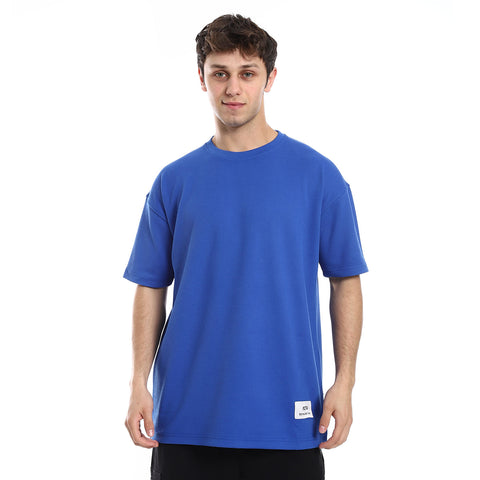 BASIC OVERSIZED BADGED T-SHIRT - ROYAL