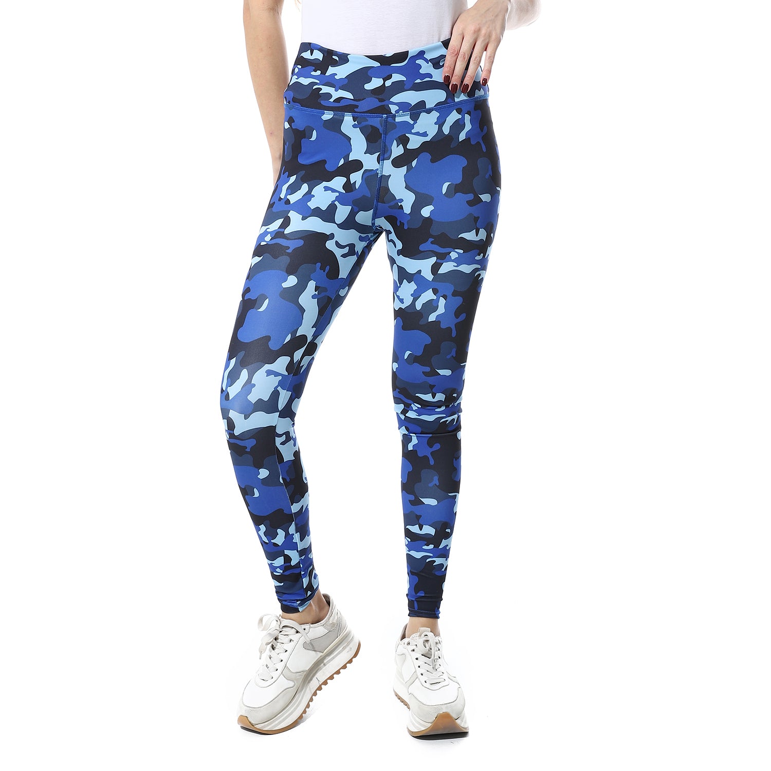 DARK BLUE CAMO PRINTED LEGGING - D.BLUE