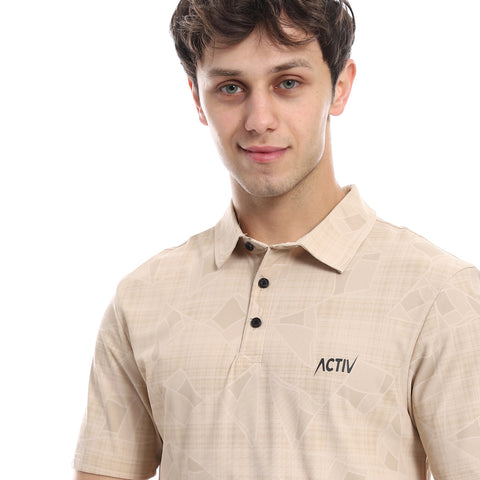 ACTIV GRAPHIC POLO SHIRT - BEIGE