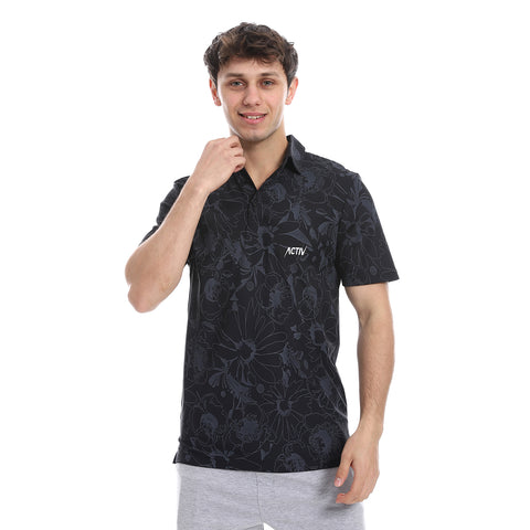 ACTIV GRAPHIC POLO SHIRT - BLACK