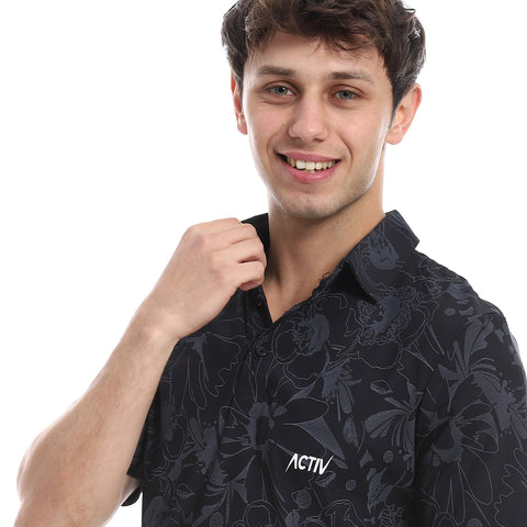 ACTIV GRAPHIC POLO SHIRT - BLACK