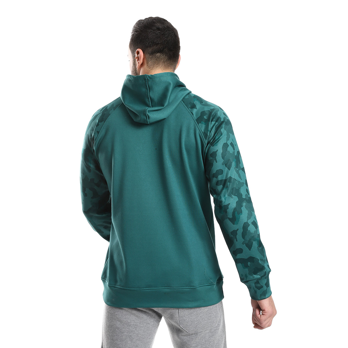 CAMOUFLAG PRINT OVERSIZ HOODIE - GREEN