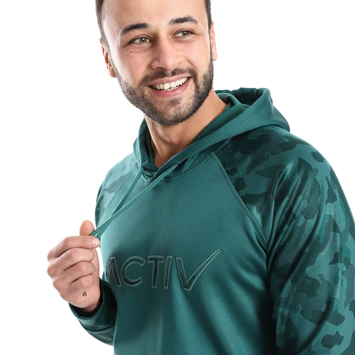 CAMOUFLAG PRINT OVERSIZ HOODIE - GREEN